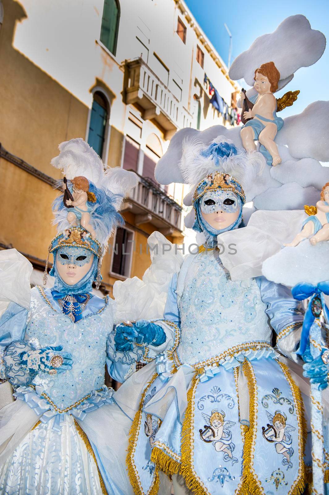 VENICE, ITALY - Febrary 22 2020: The masks of the Venice carnival 2020