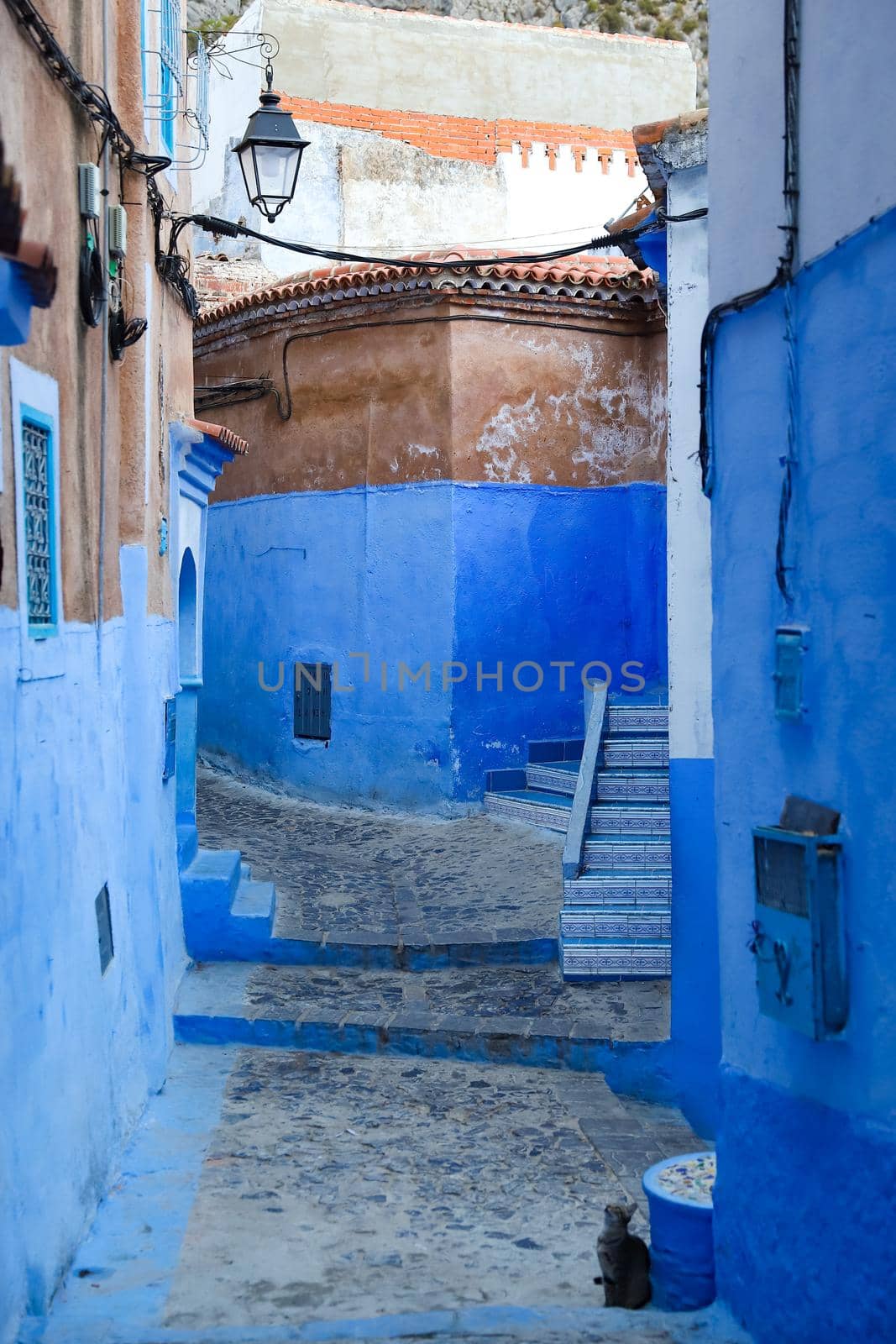 A Street in Blue Chefchaouen City, Morocco