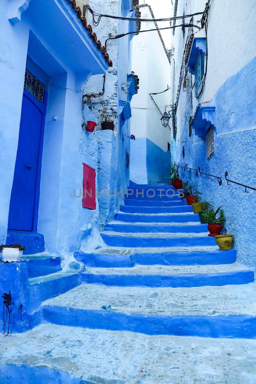 A Street in Blue Chefchaouen City, Morocco