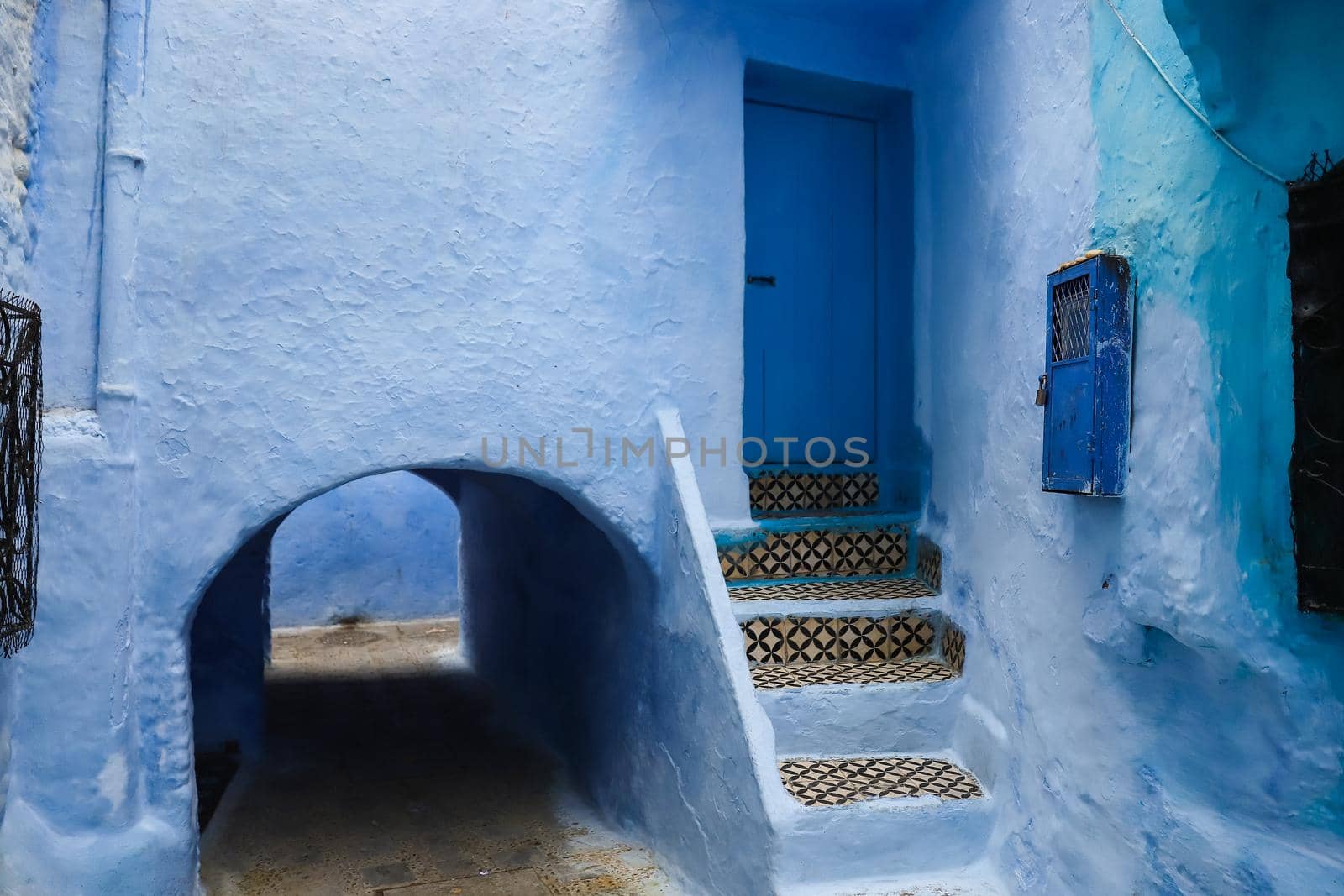 A Street in Blue Chefchaouen City, Morocco