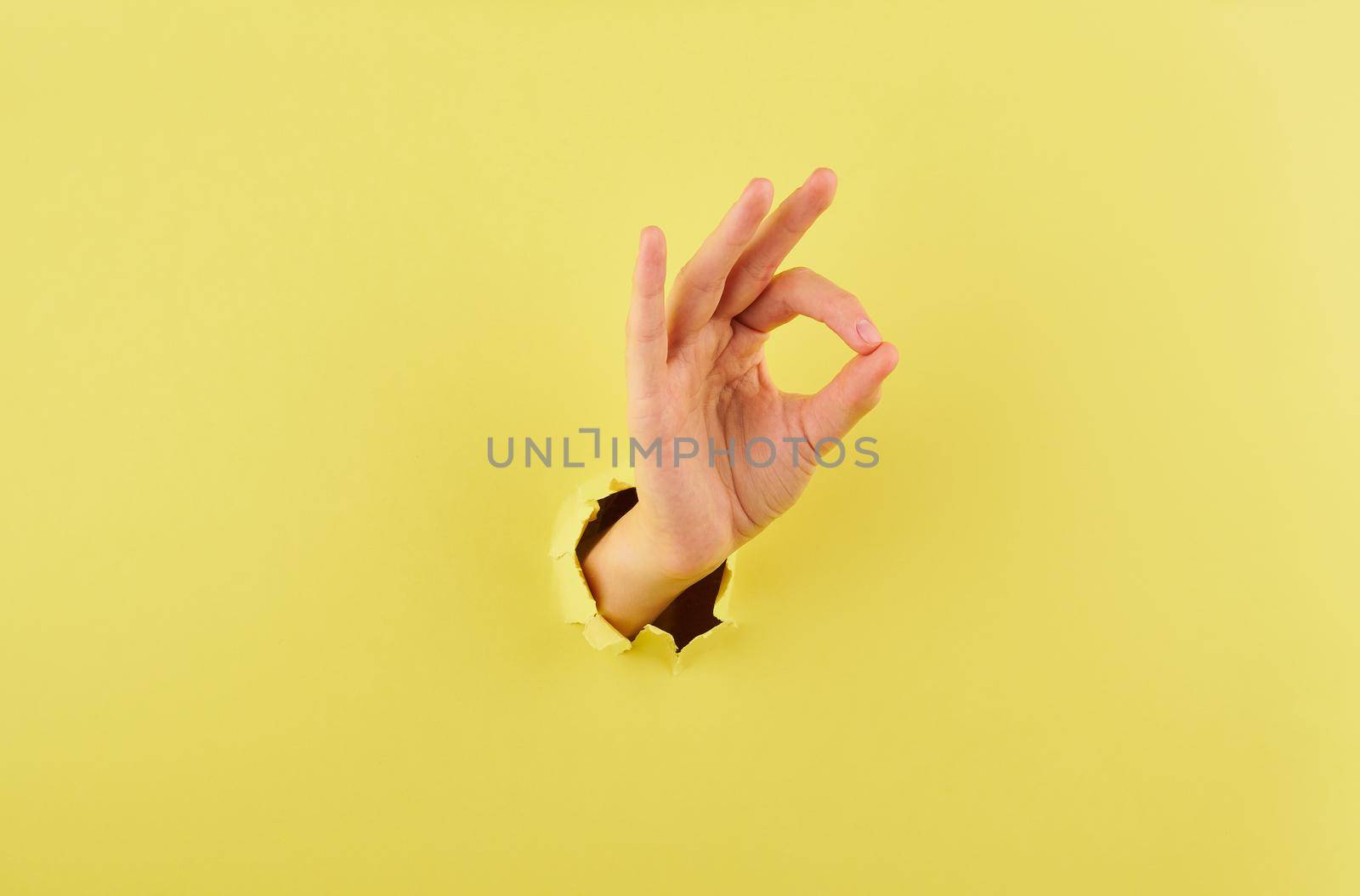 female making an okey ok sign with fingers, concept of expressing emotions with hands