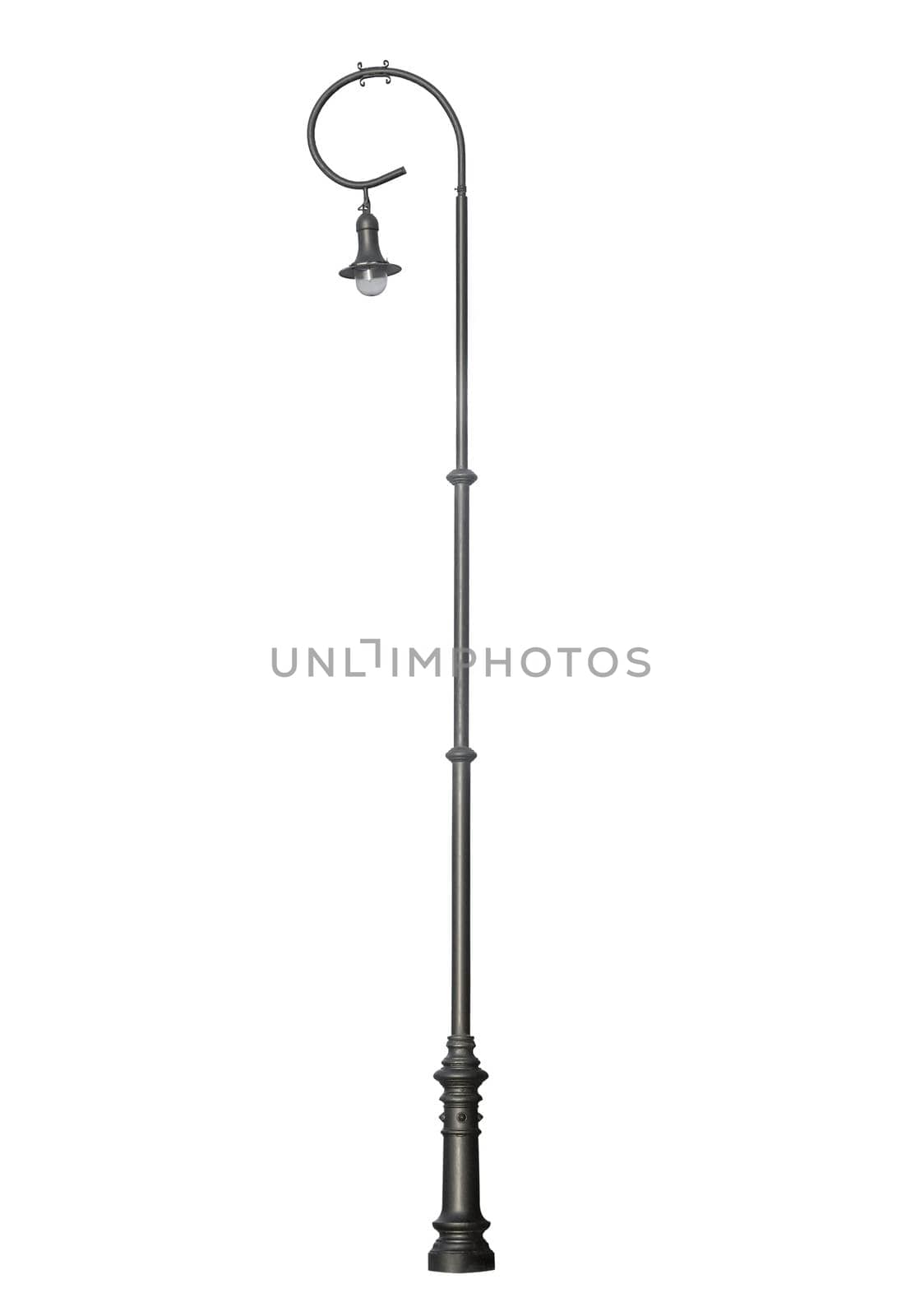 An old street lamppost isolated over white