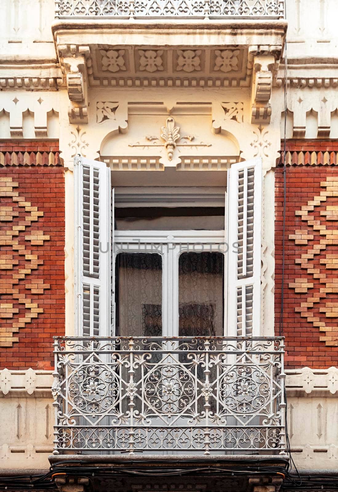 Ornate window of an old building, architecture detail