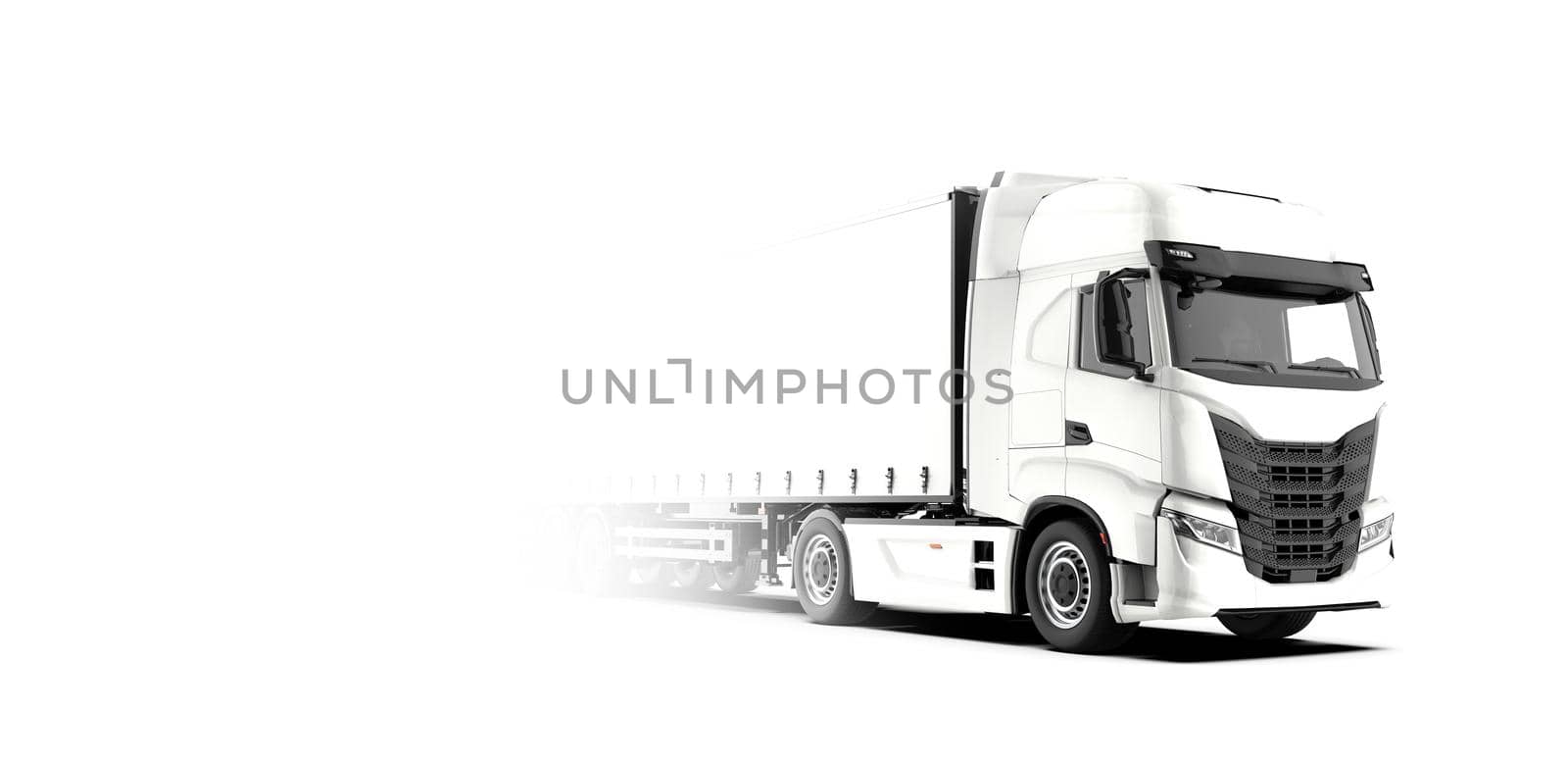 White generic unbranded truck fades into the background: 3D illustration