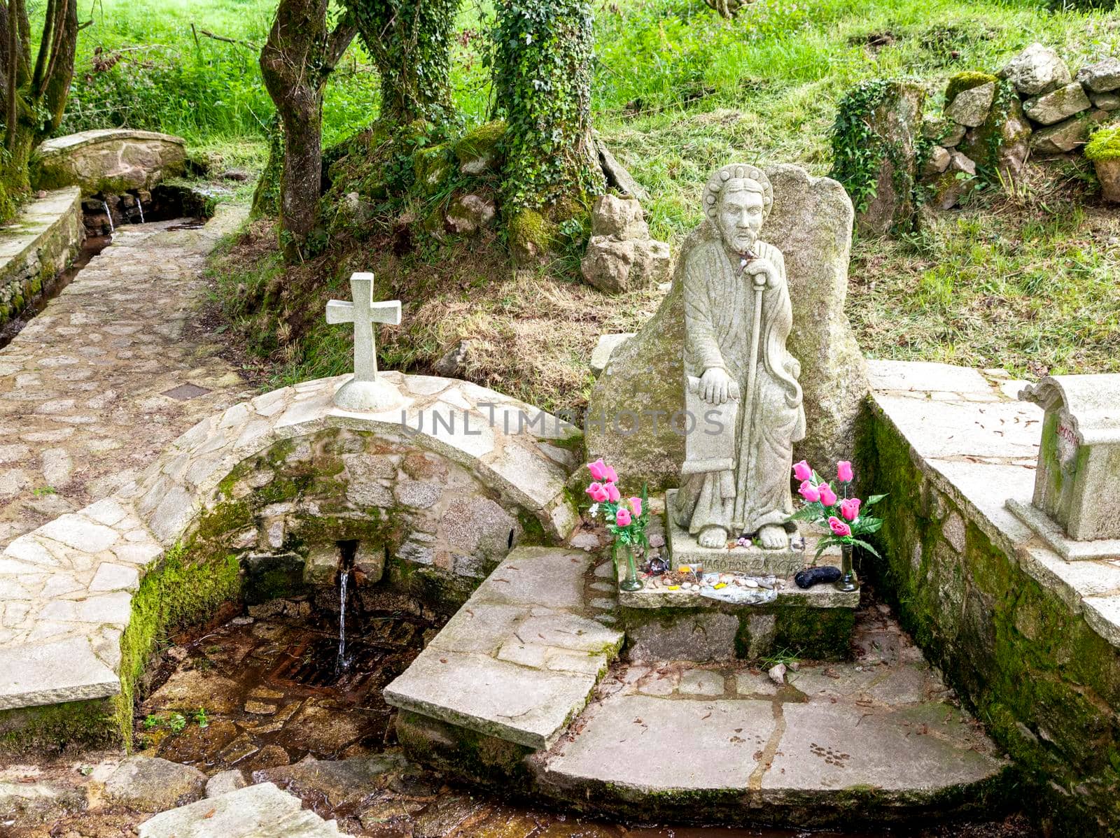 Tap for drinking water on Camino de Santiago, piligrimage route