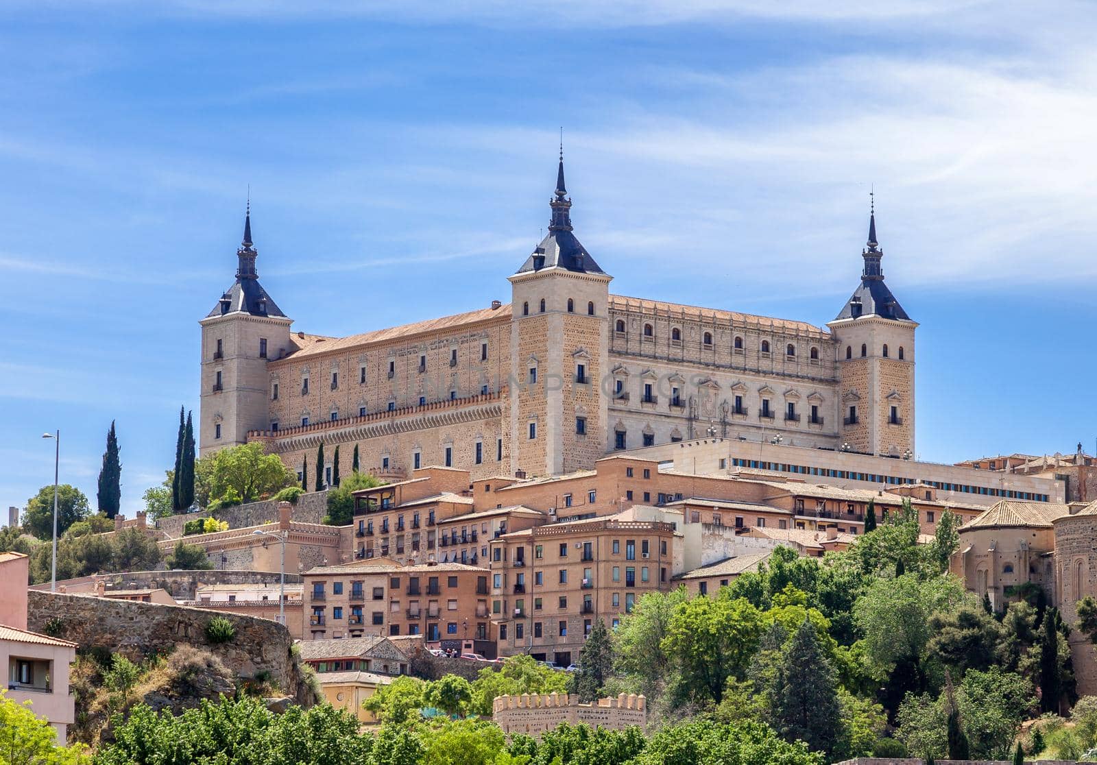 View of the Alcazar in Toledo, Spain.