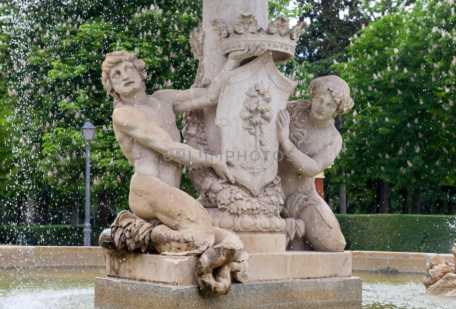 Fountain in El Retiro Park in Madrid, Spain