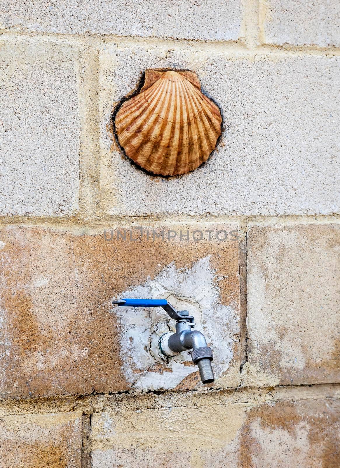 Tap for drinking water on Camino de Santiago, piligrimage route