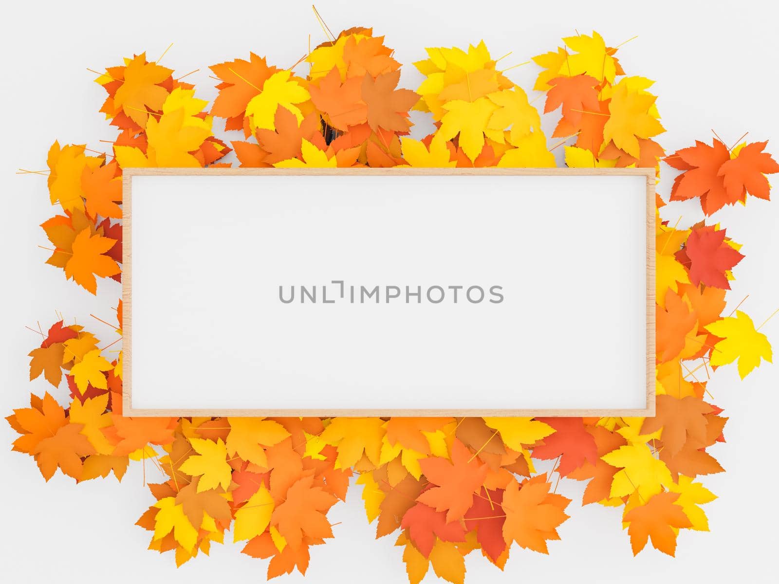 warm colored leaves and a wooden frame by asolano