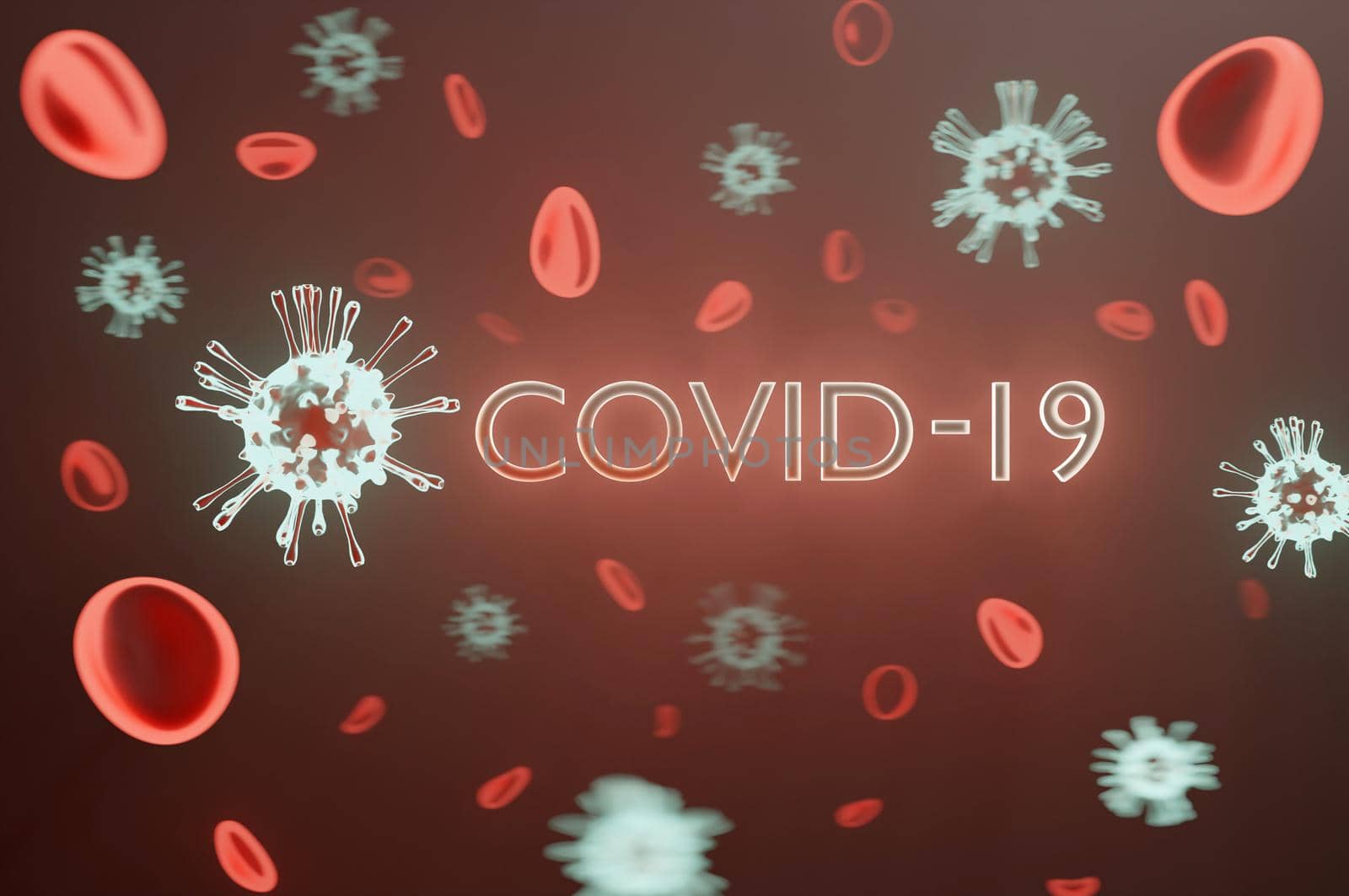 3d illustration. COVID-19 Coronavirus background with copy space. by Hepjam