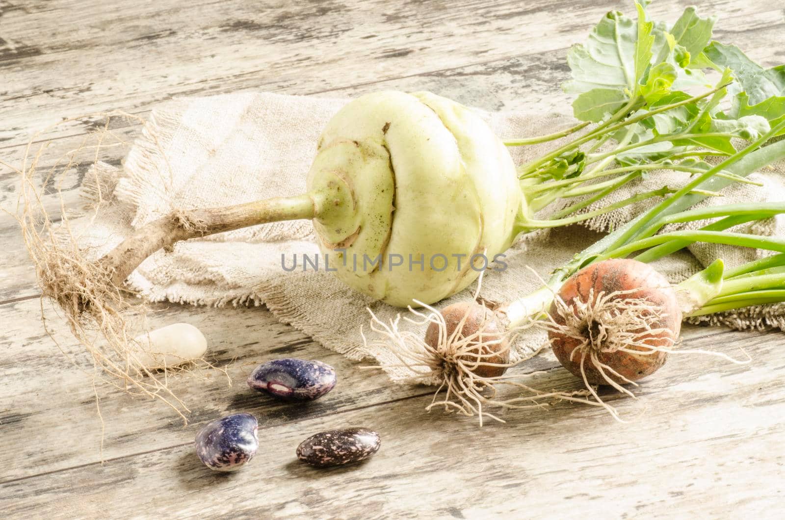 Fresh vegetables on old wooden table. From the series "Autumn vegetables"