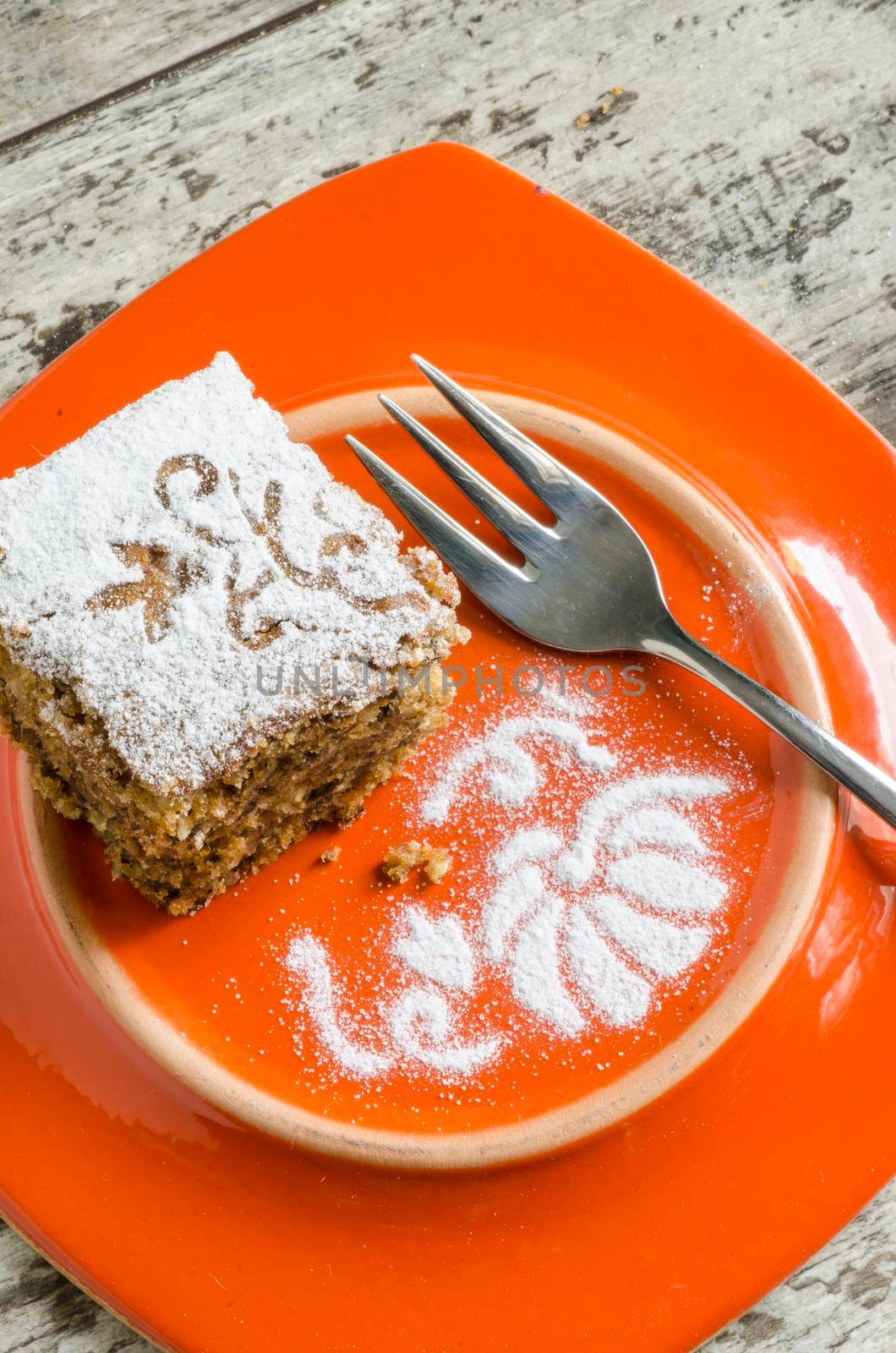 Pumpkin cake decorated with pattern. From the series "Pumpkin cake"