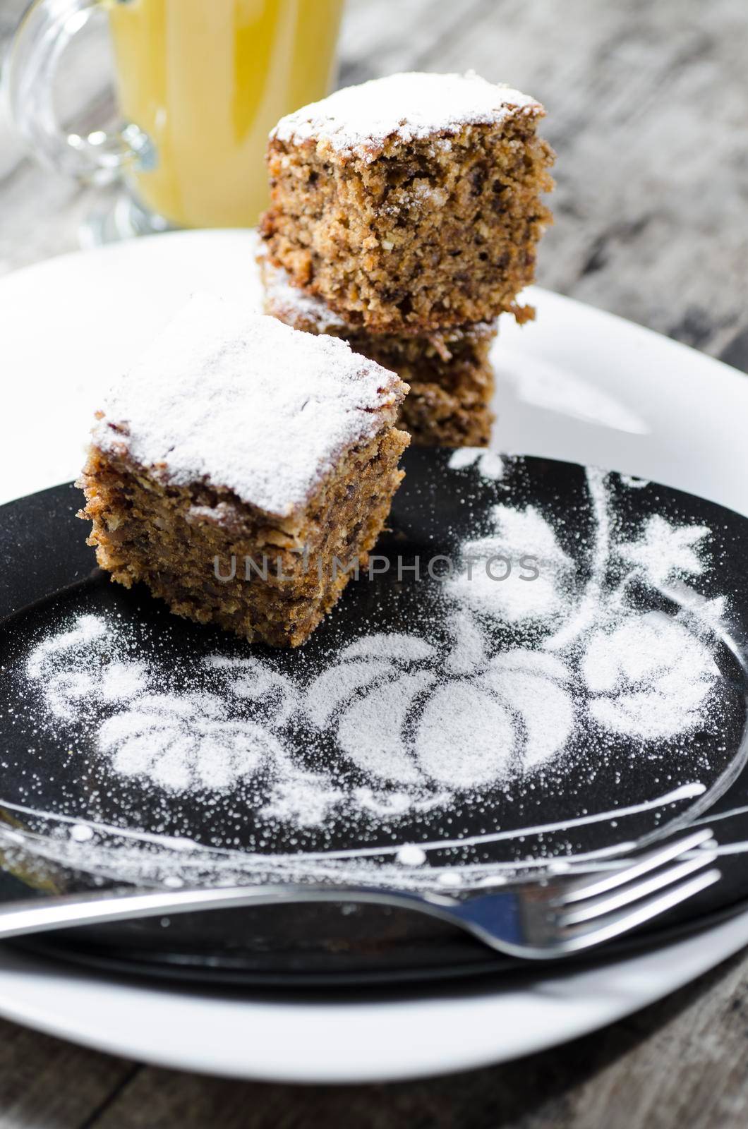 Pumpkin cake decorated with pattern. From the series "Pumpkin cake"