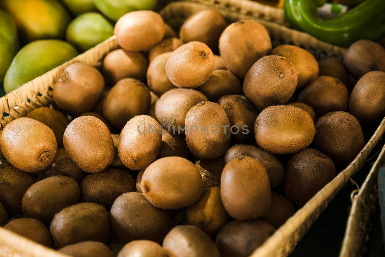 exotic delicious organic kiwi wicker basket market