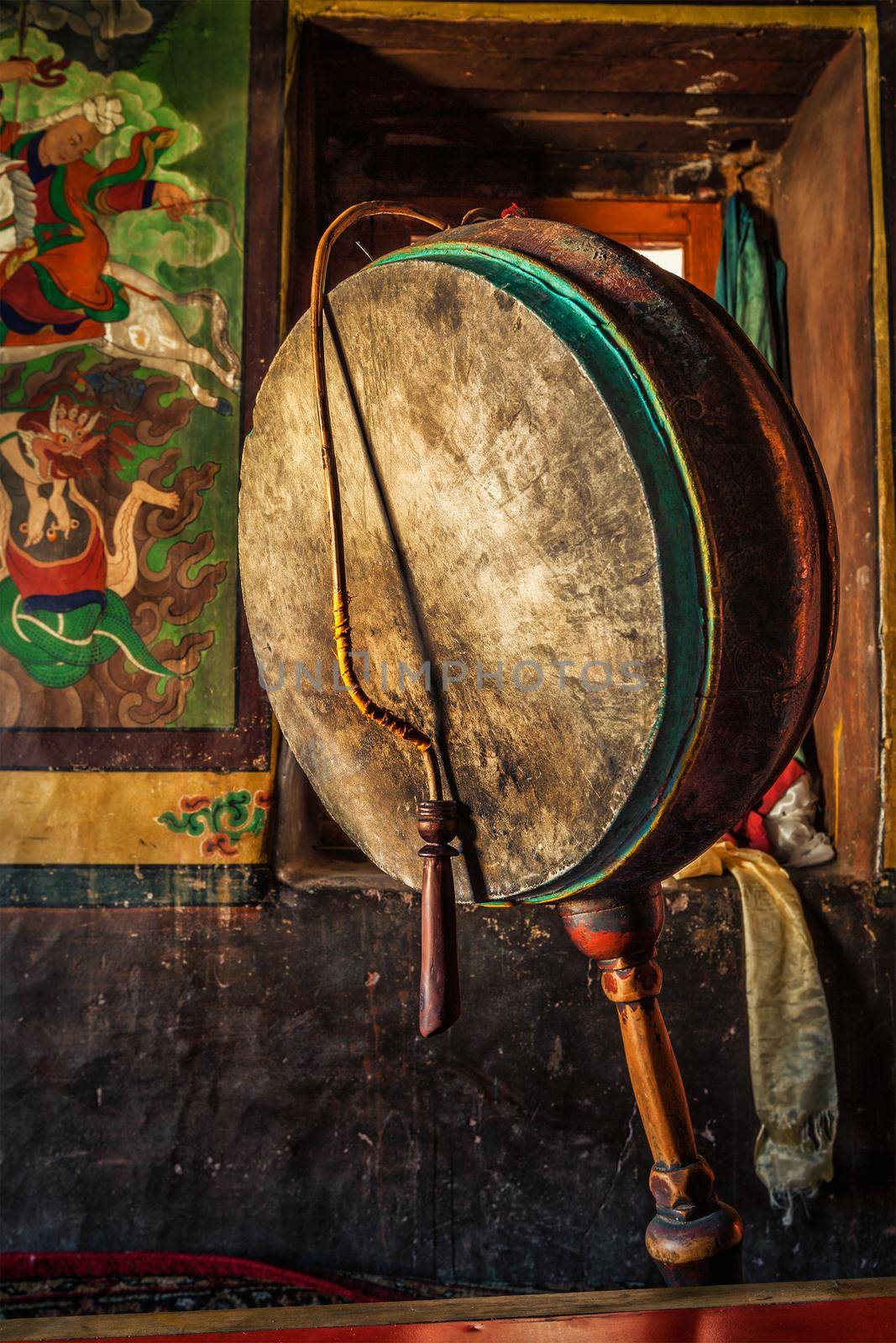 Gong in Lamayuru gompa, Ladakh, India by dimol