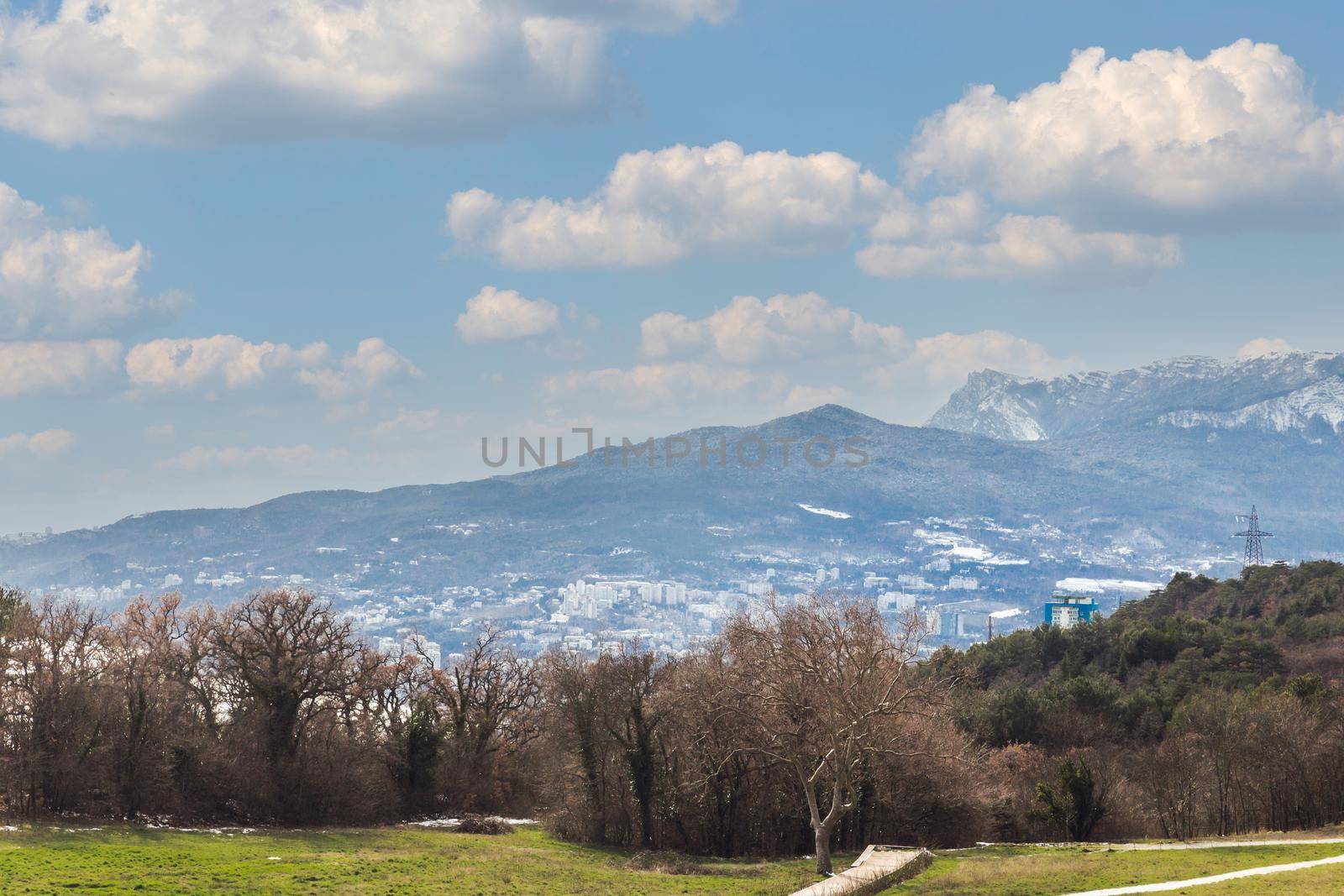 MASSANDRA, CRIMEA - February 10, 2015. Grounds around Massandra Palace. Chateauesque villa of Emperor Alexander III of Russia. by aksenovko