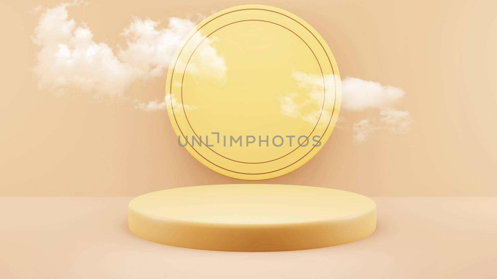 3d redering yellow background products minimal podium scene podium products display background. by Benzoix
