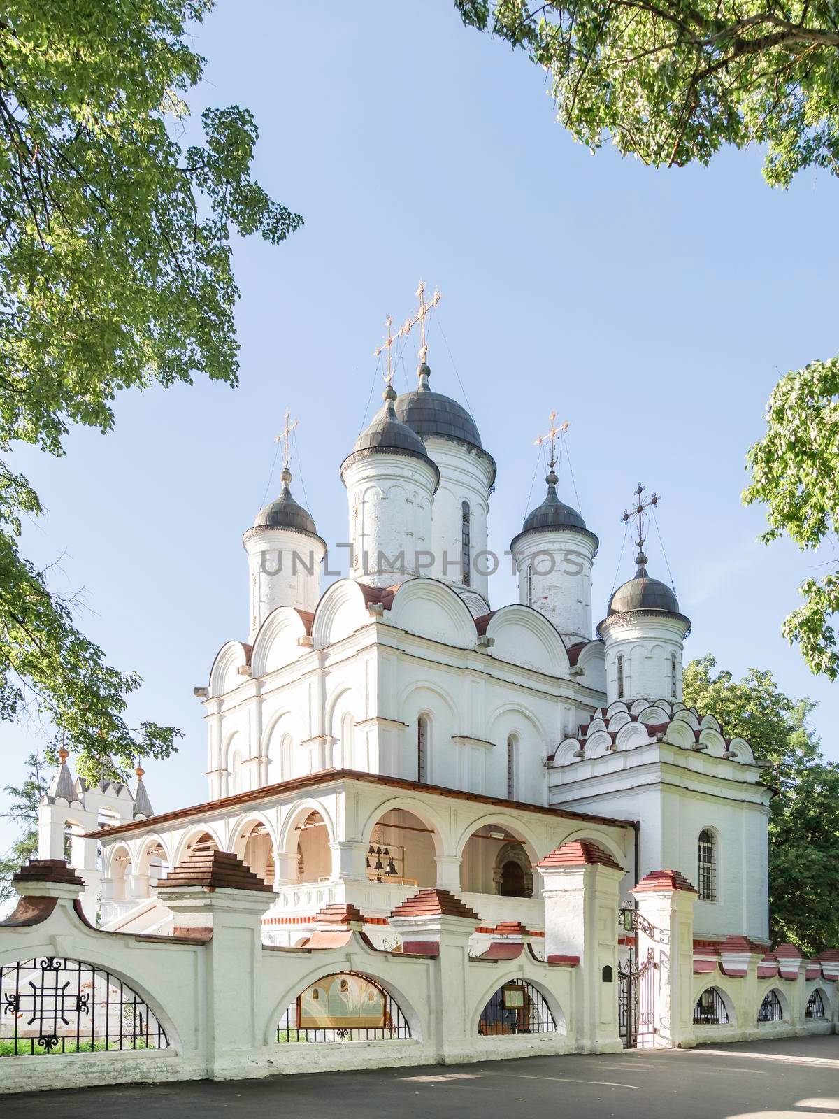 Bolshye Vyazemy, Russia - May 28, 2018. Main building of orthodox Transfiguration Church, religious landmark in Moscow area. by aksenovko