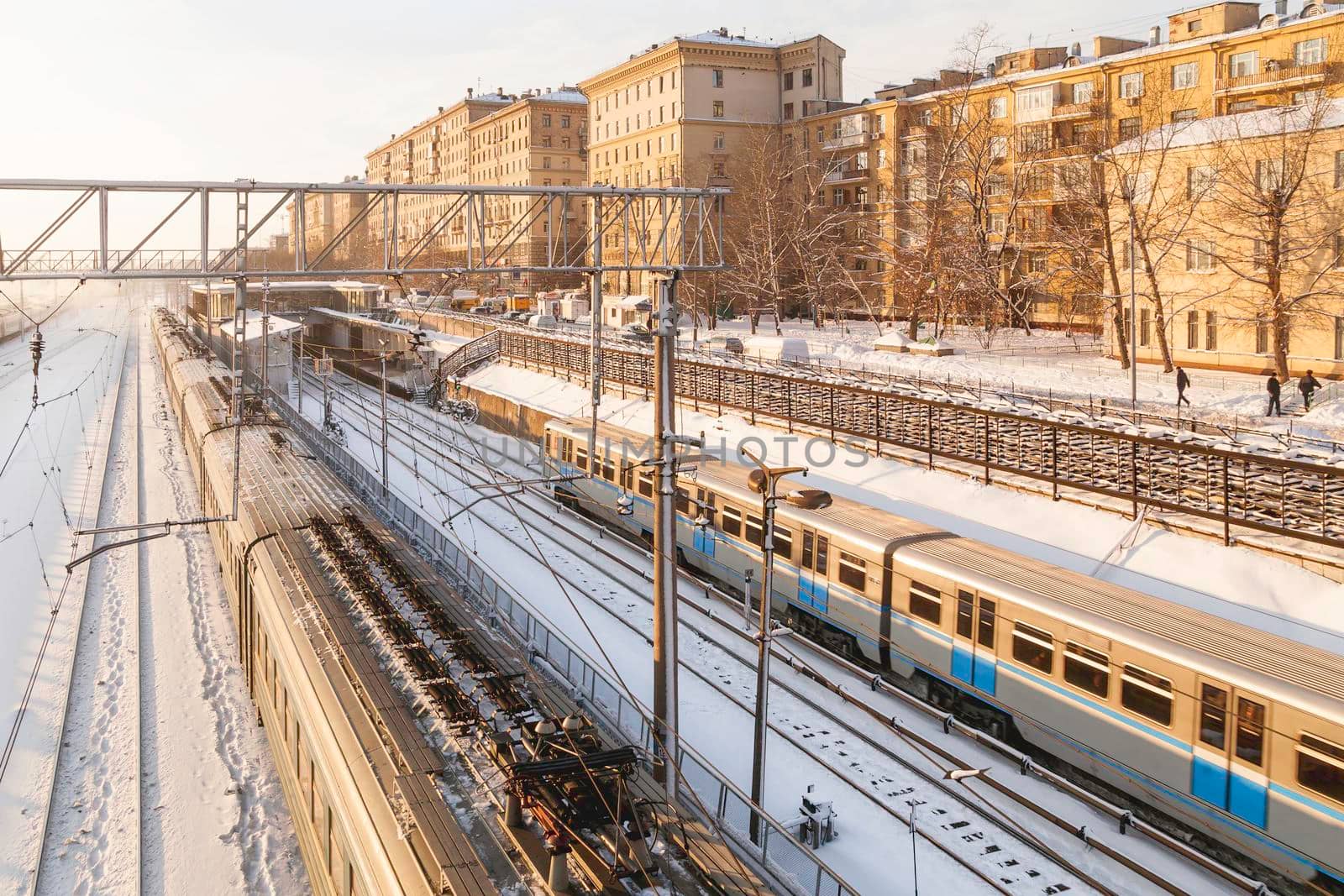 MOSCOW, RUSSIA - January 01, 2010. Upper view on Studencheskaya subway station of Moscow underground before renovation. by aksenovko