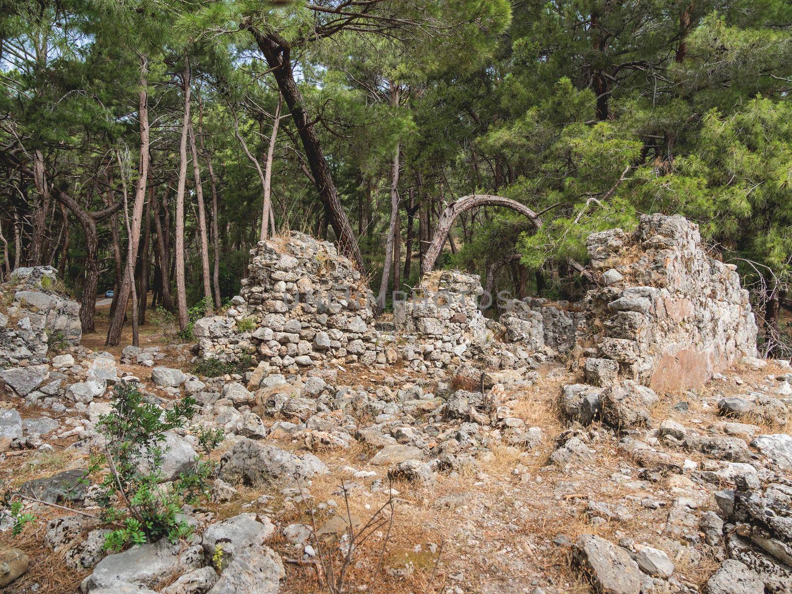 Ruins of ancient Phaselis city. Famous architectural landmark, Turkey.