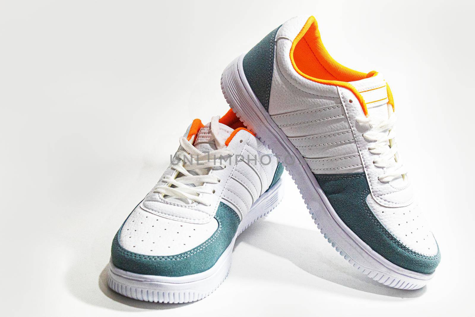 sneakers on white background. selective focus.sports