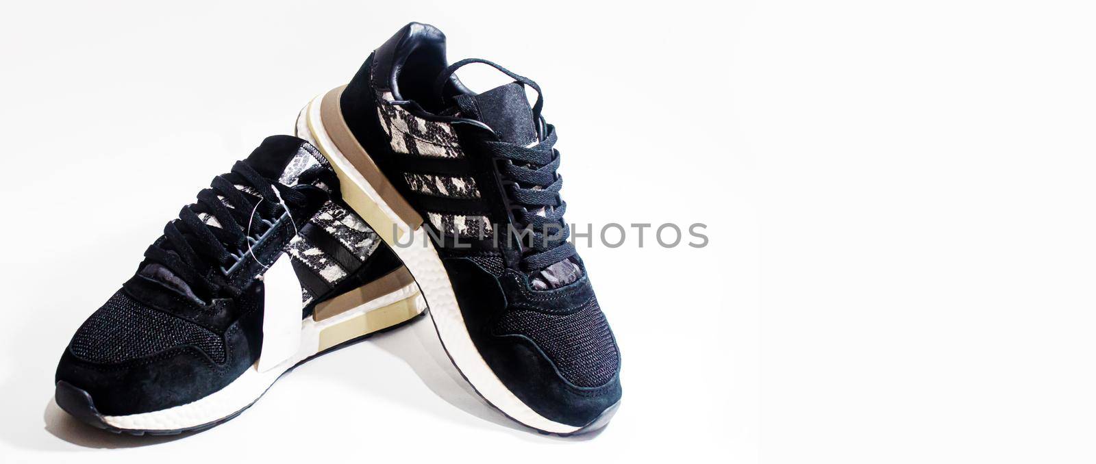 sneakers on white background. selective focus by mila1784