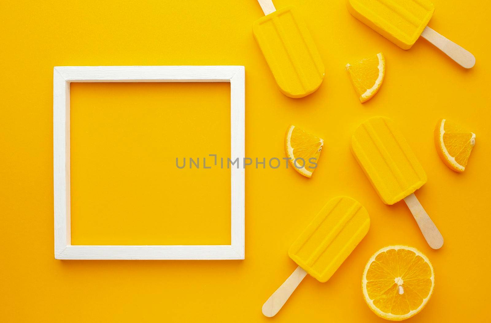 frame with yellow flavoured ice cream