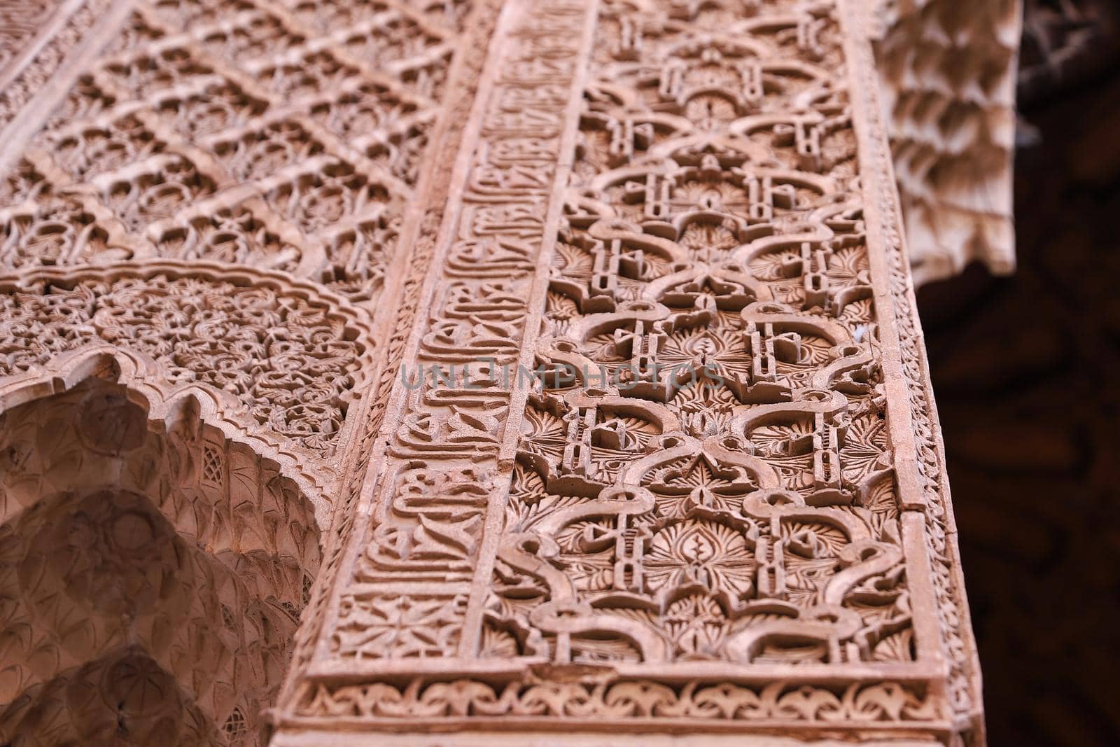 Details in Saadiens Tombs in Marrakech City in Morocco