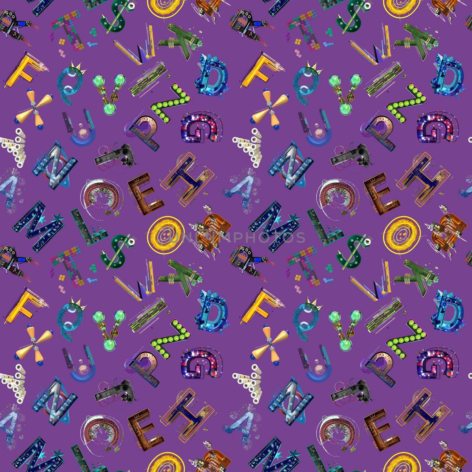 Abstract seamless alphabet pattern for textile design by kisika
