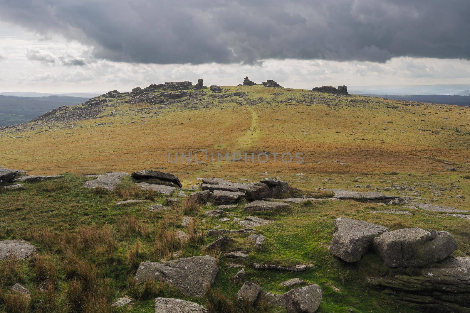 Looking up to Great Staple from Roos Tor, Dartmoor National Park, Devon by PhilHarland
