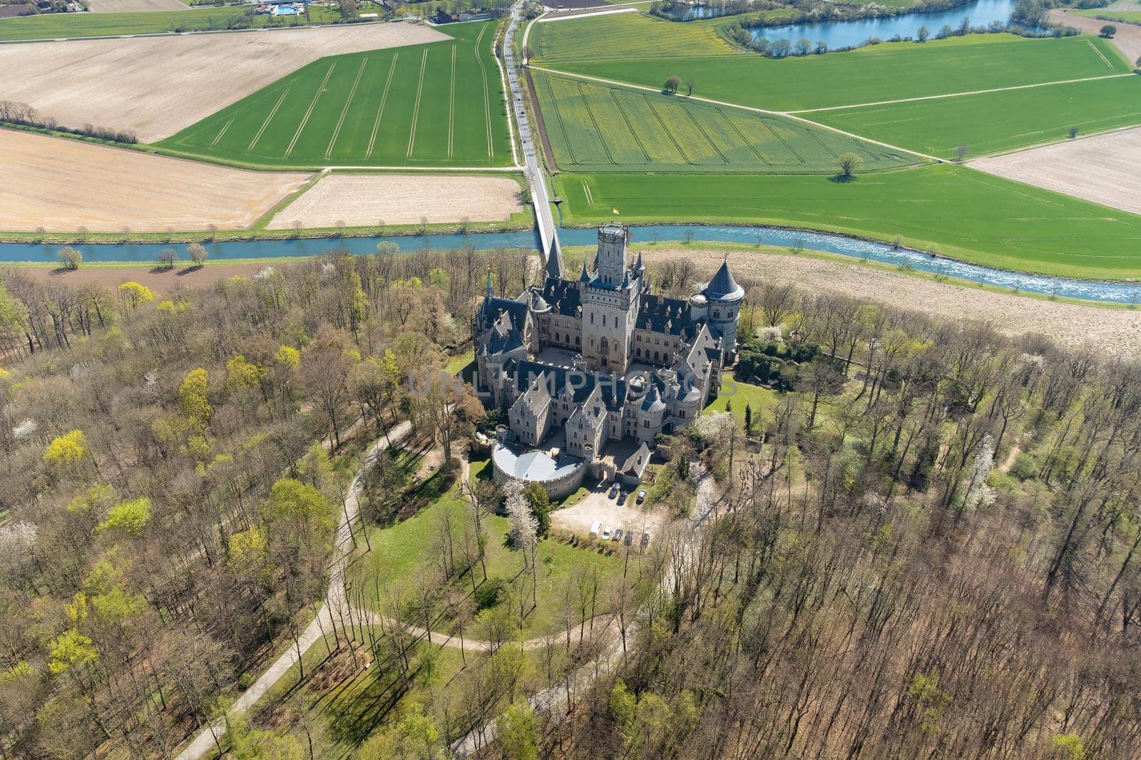 View of a Gothic revival Marienburg castle in Lower Saxony, Germany