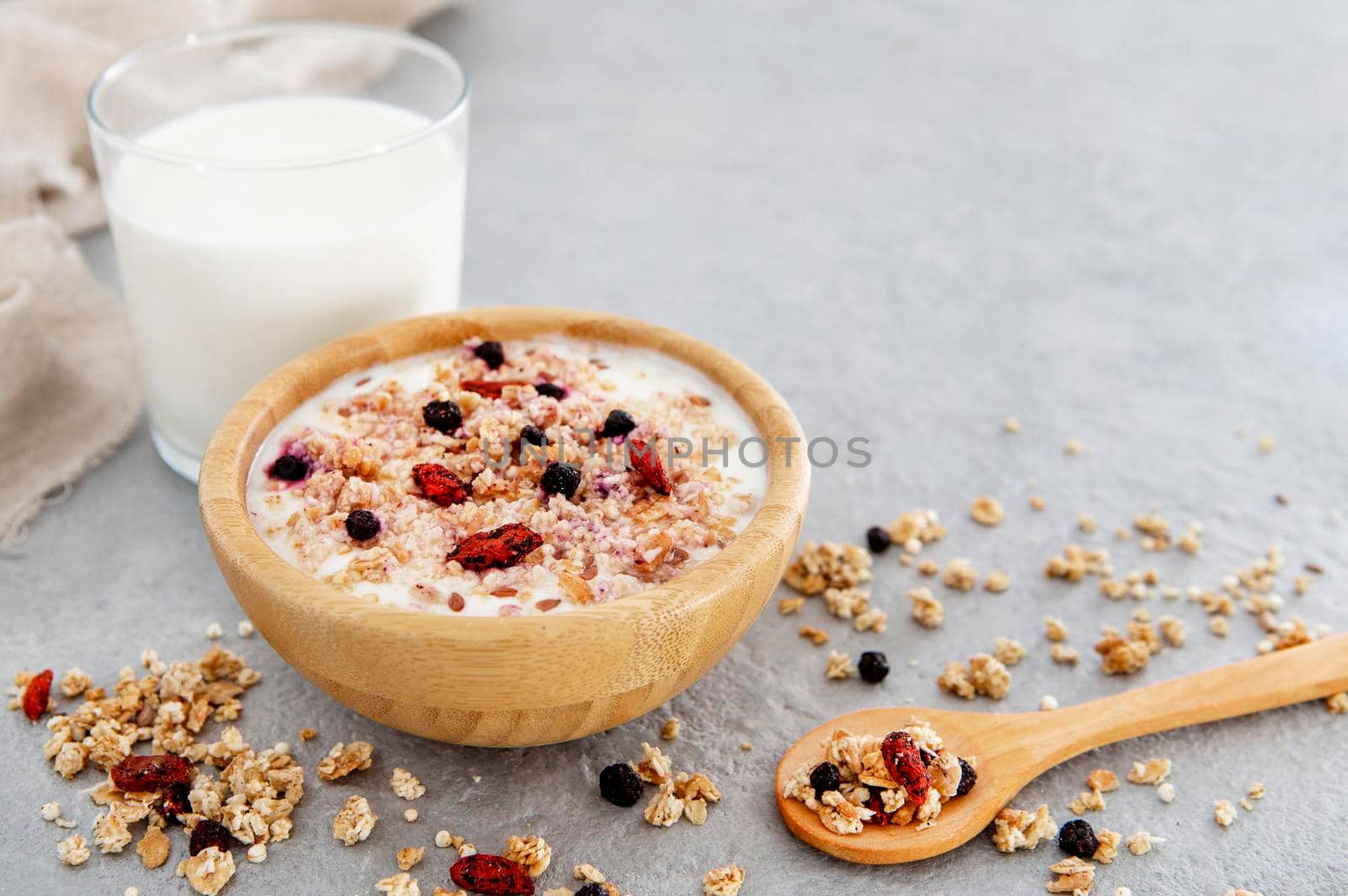 nutritious milky breakfast with cereals nuts by Zahard