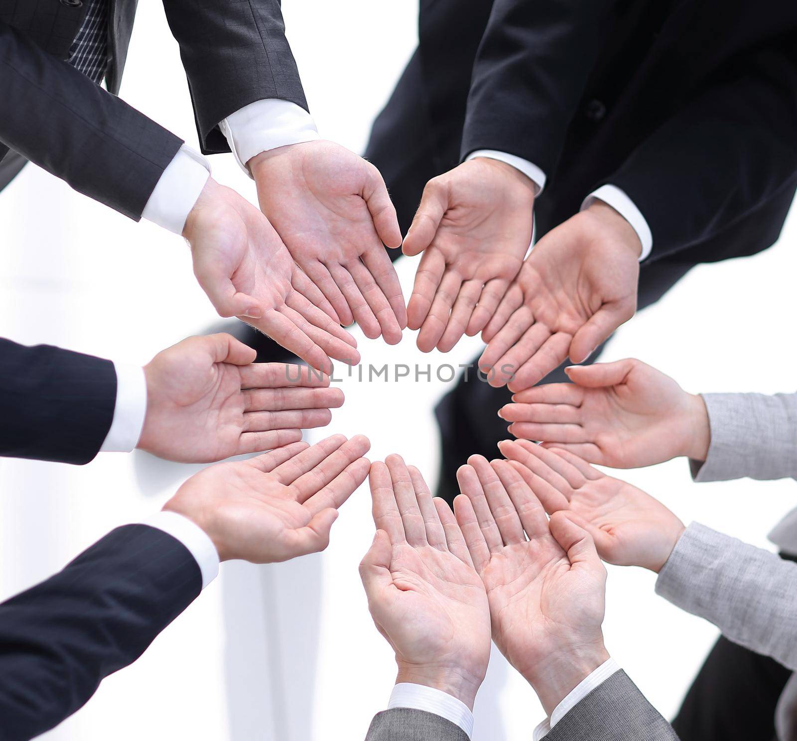 concept of trust.business team showing open palms