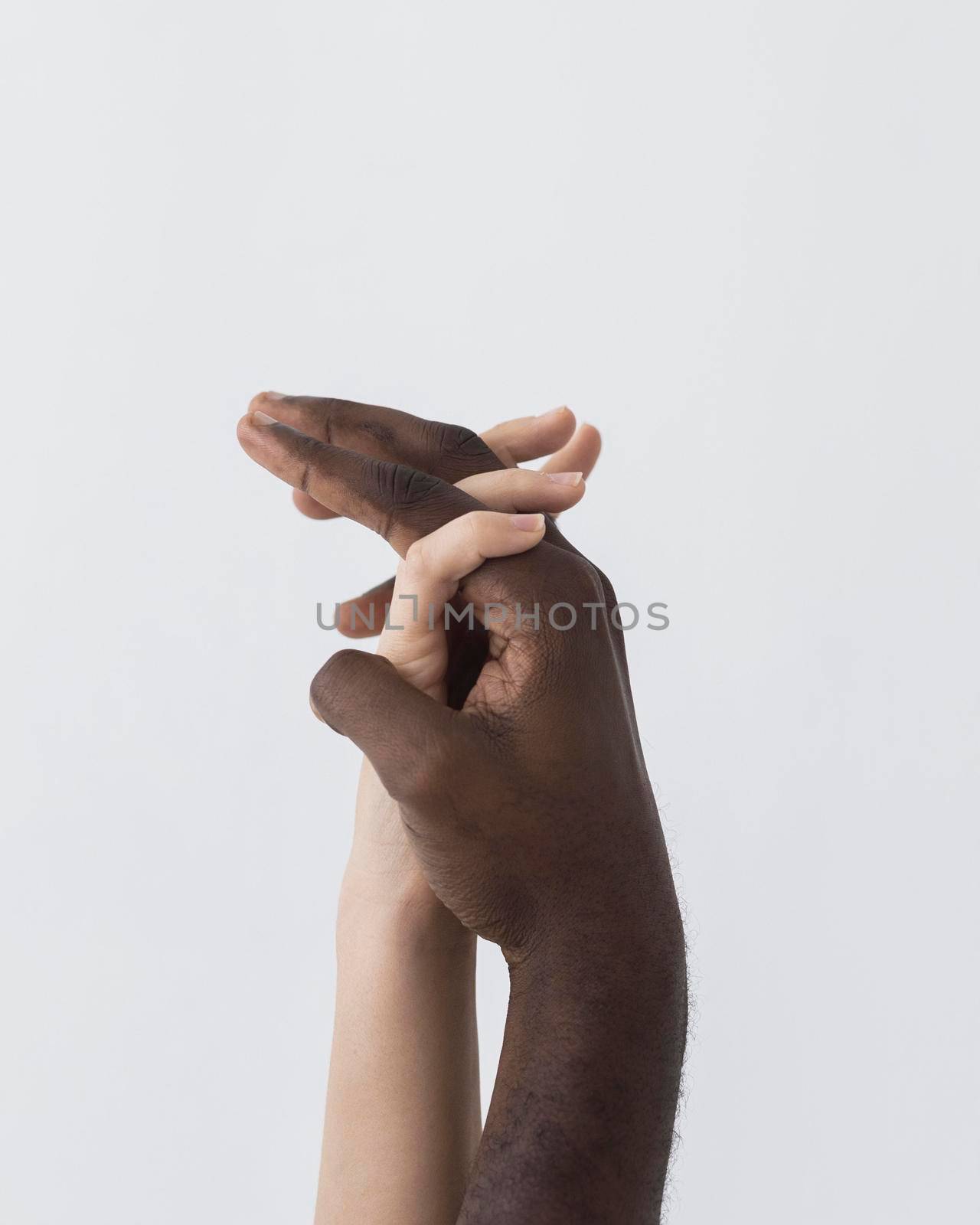 black white hands holding sideways by Zahard