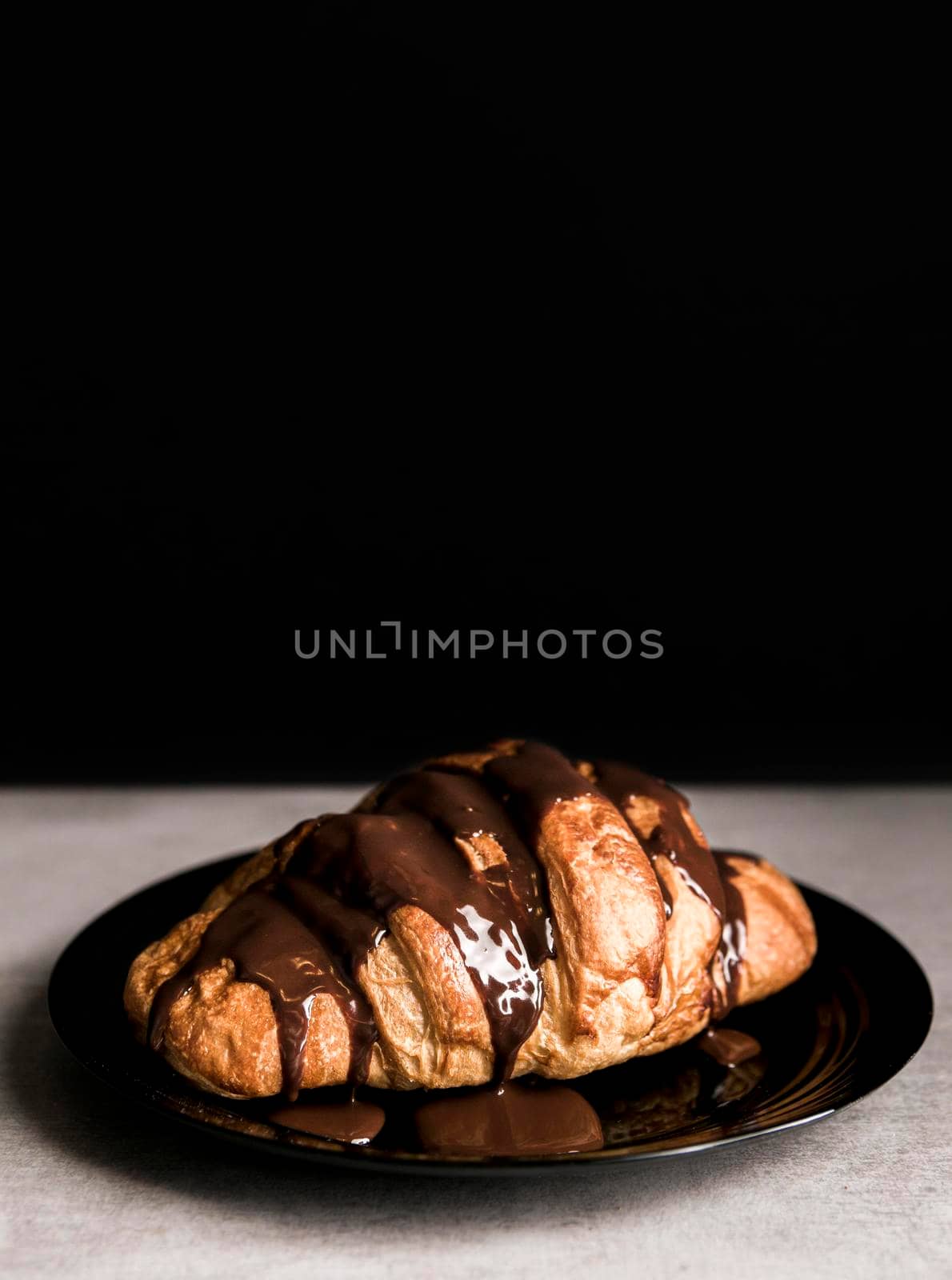 high angle croissant with melted chocolate by Zahard