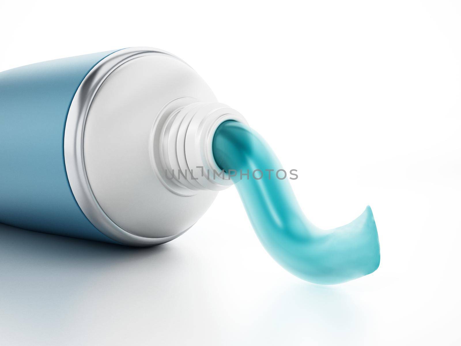 Toothpaste coming out of tube. 3D illustration by Simsek