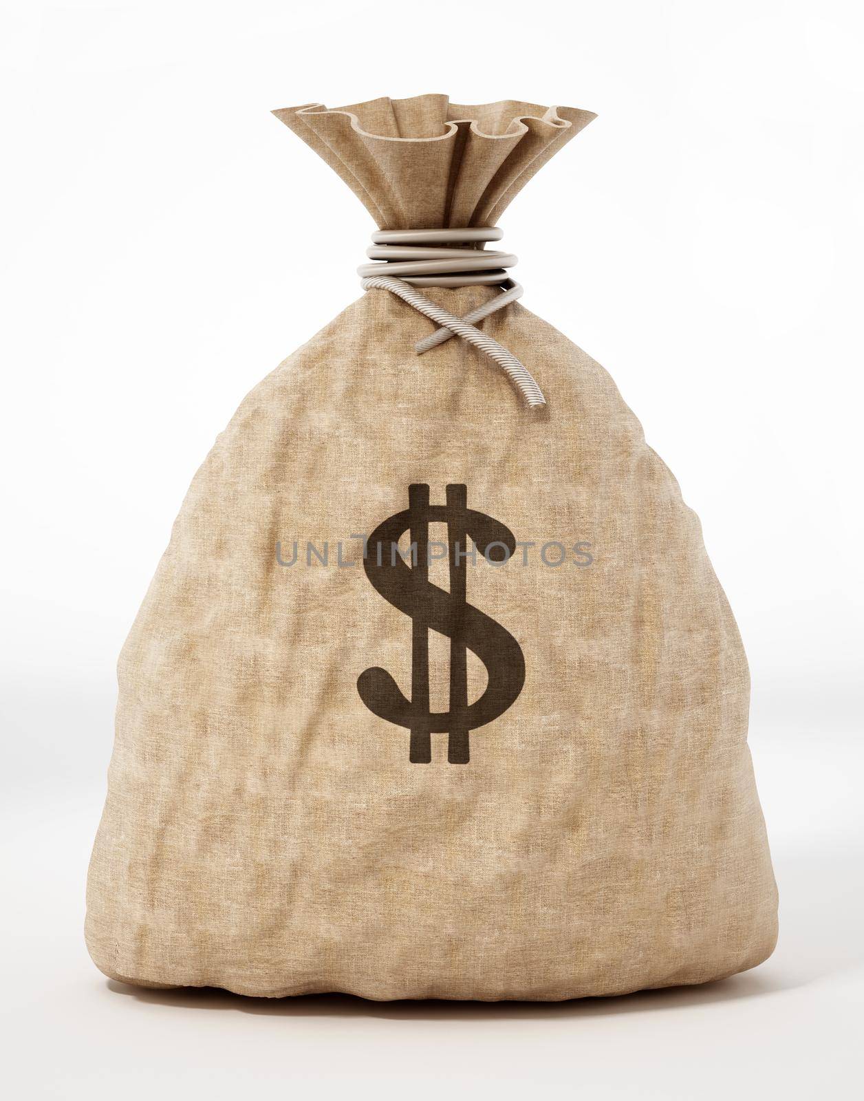 Money sack with dollar icon. 3D illustration by Simsek