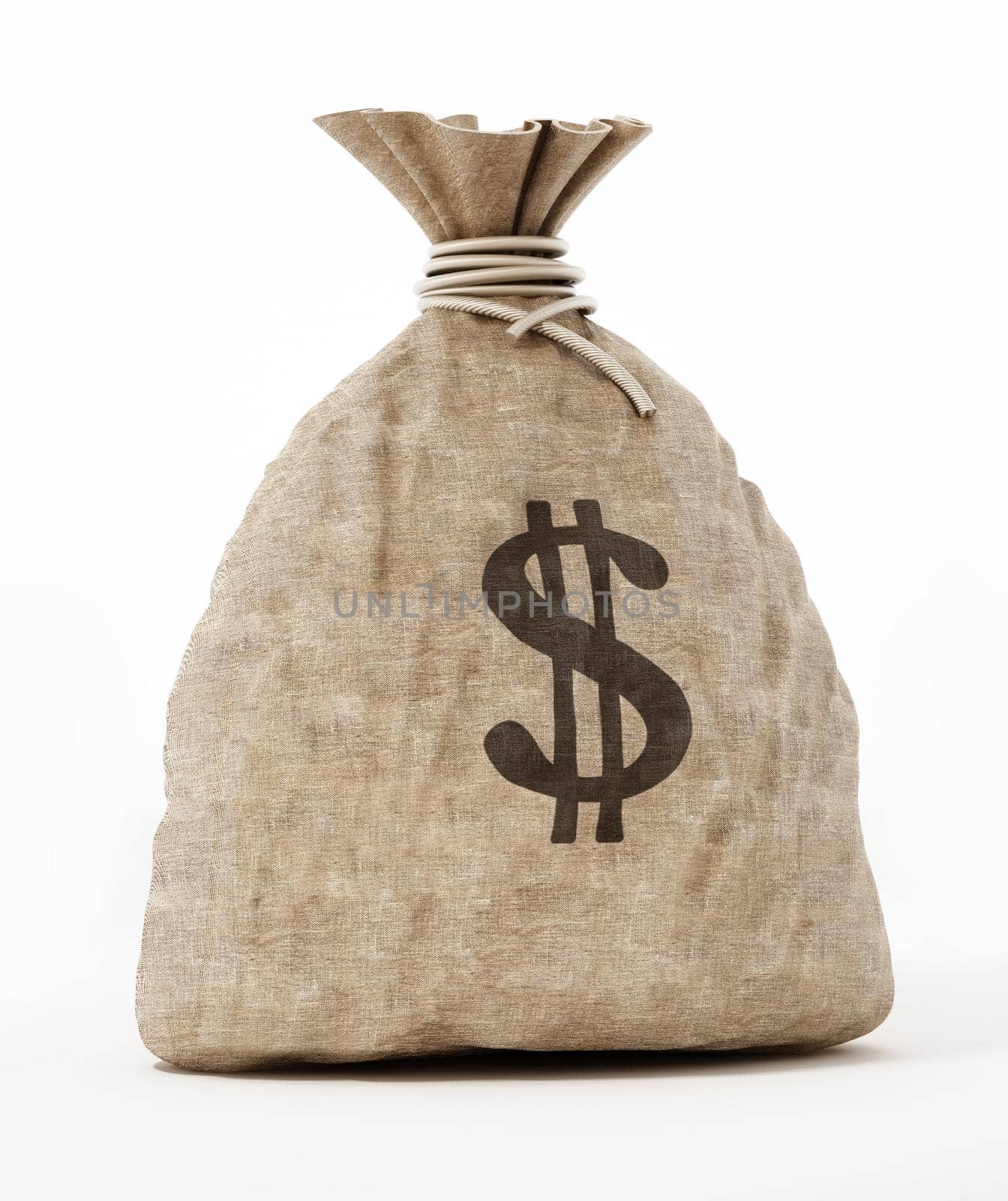 Money sack with dollar icon. 3D illustration by Simsek