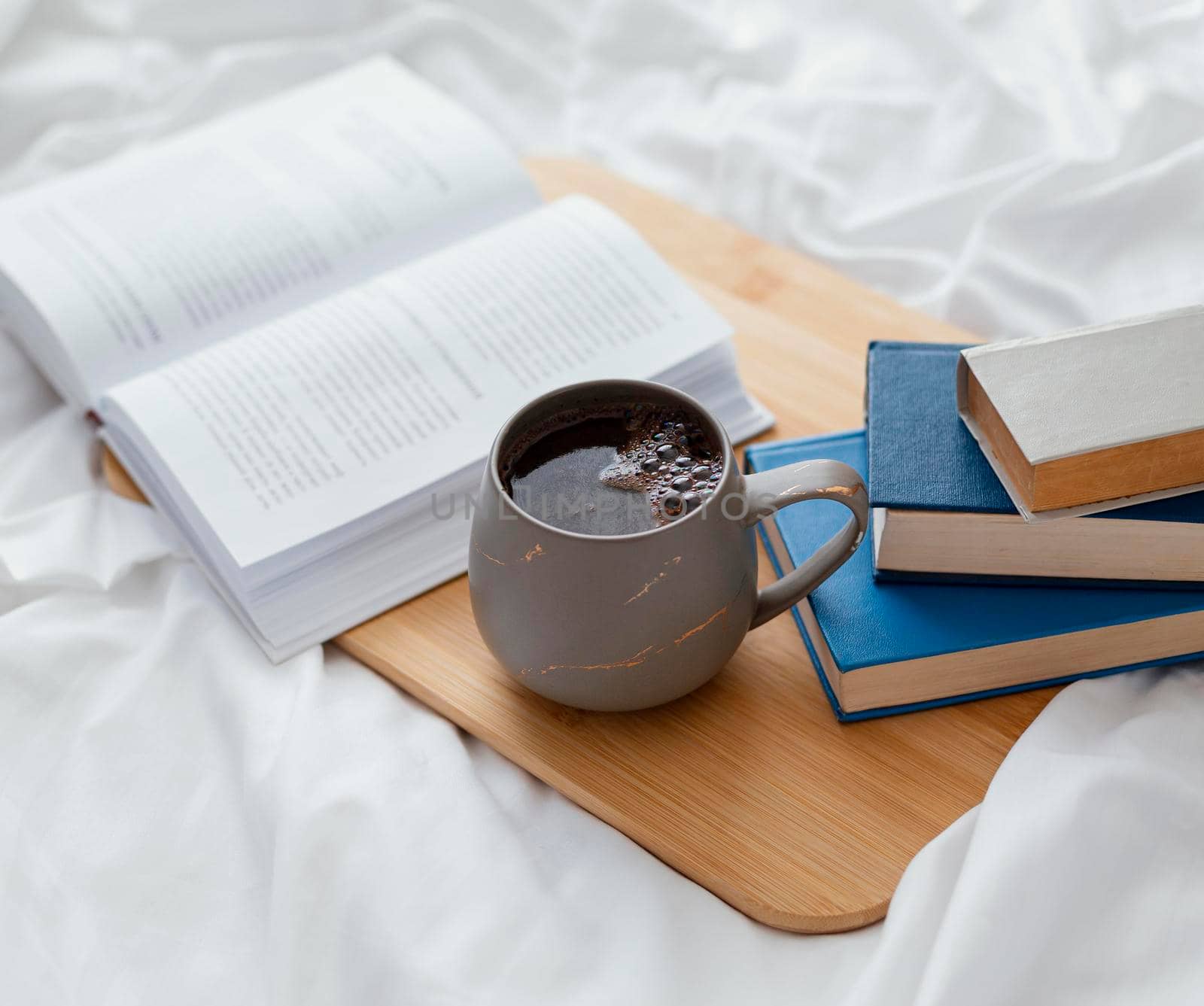 high angle arrangement with books