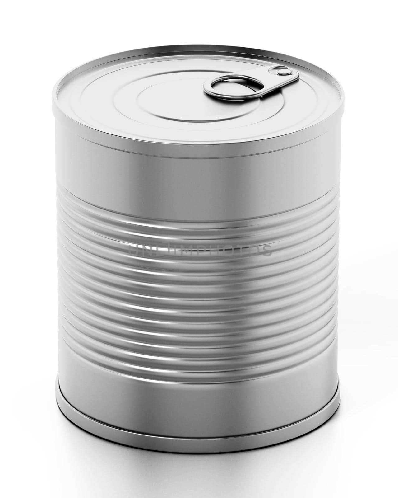 Tin can isolated on white background. 3D illustration by Simsek