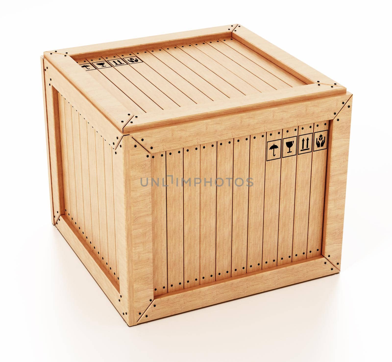 Transport crate isolated on white background. 3D illustration by Simsek