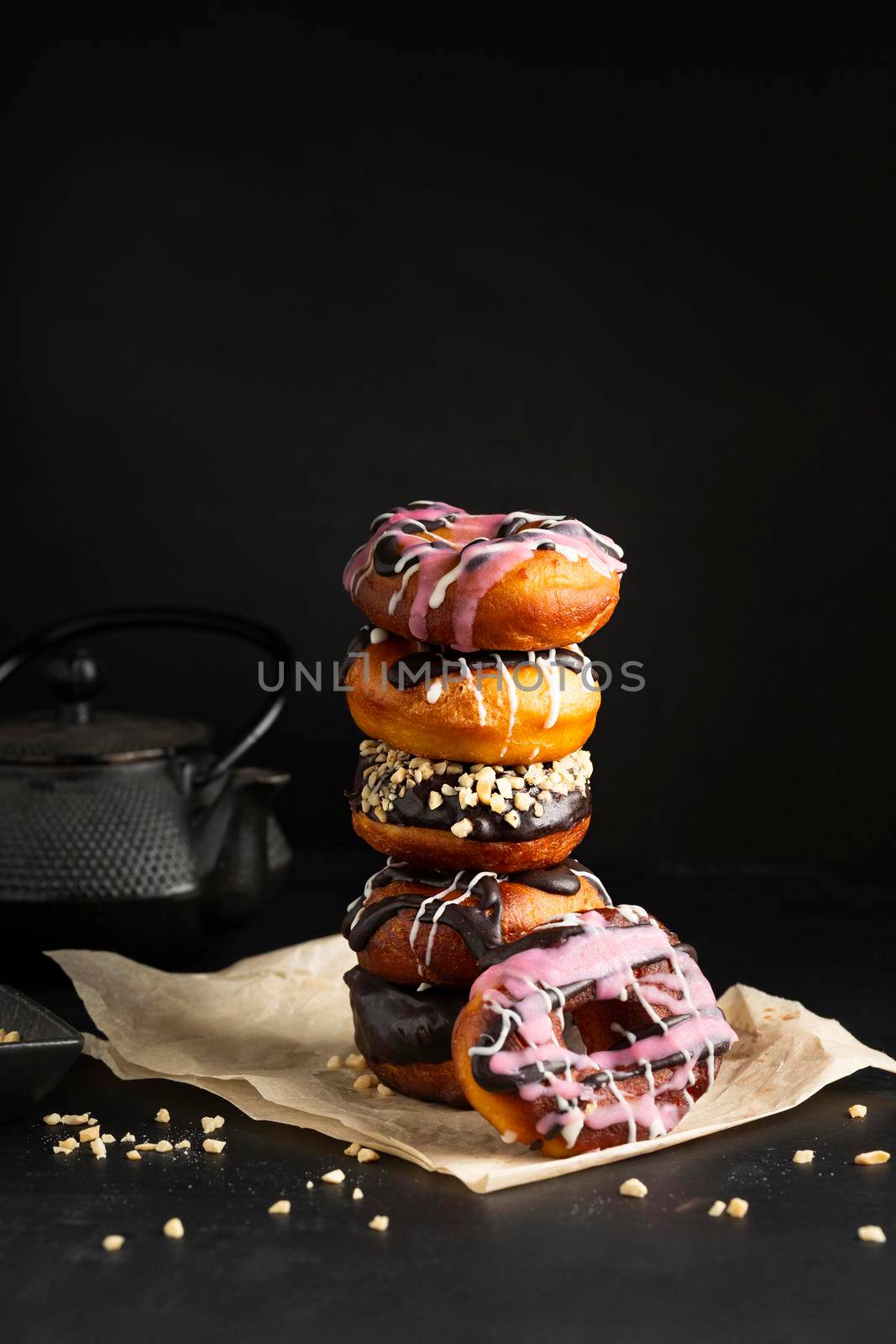 close up glazed donuts