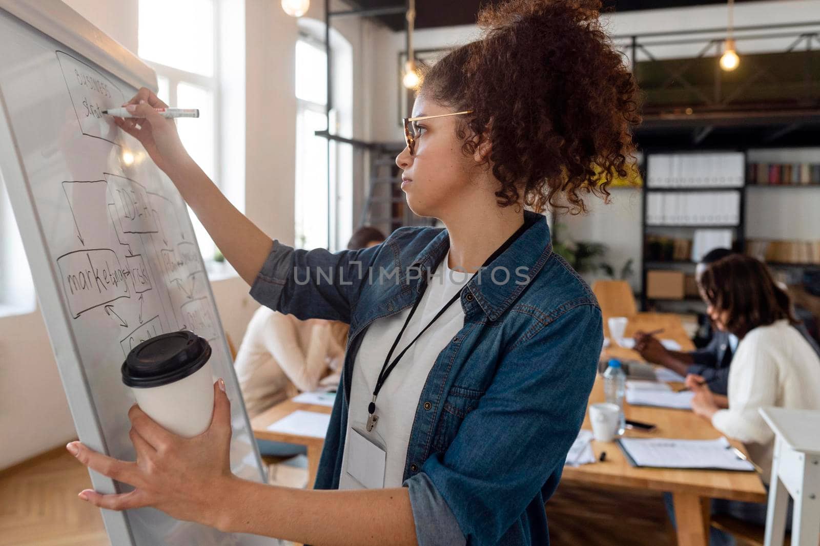 medium shot woman writing board by Zahard