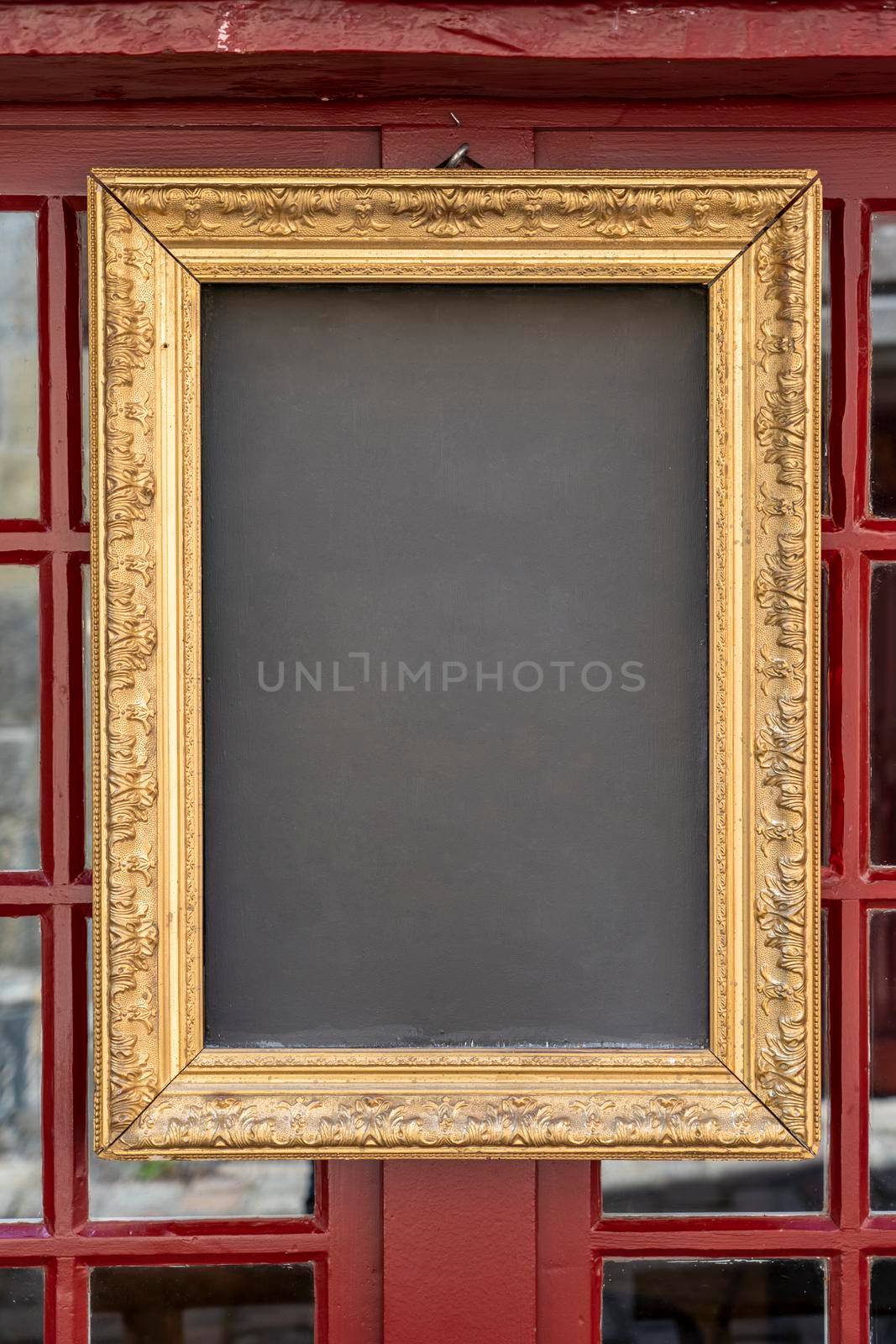 Blackboard mockup menu in a wooden frame