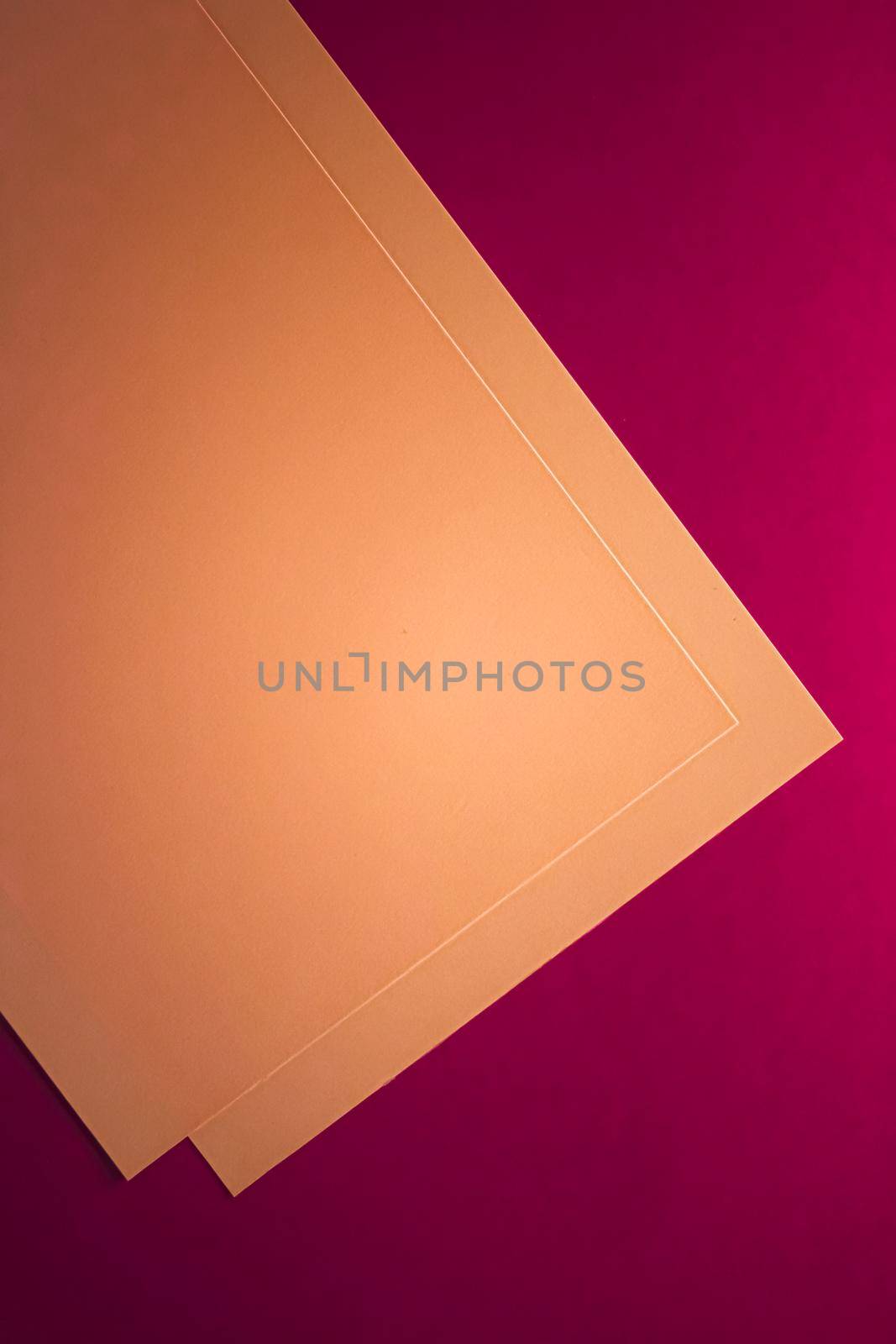 Blank A4 paper, brown on pink background as office stationery flatlay, luxury branding flat lay and brand identity design for mockup by Anneleven