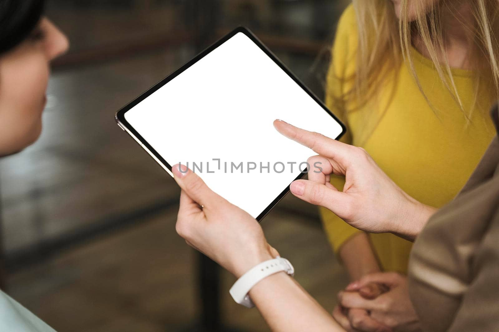 businesswomen with tablet during meeting