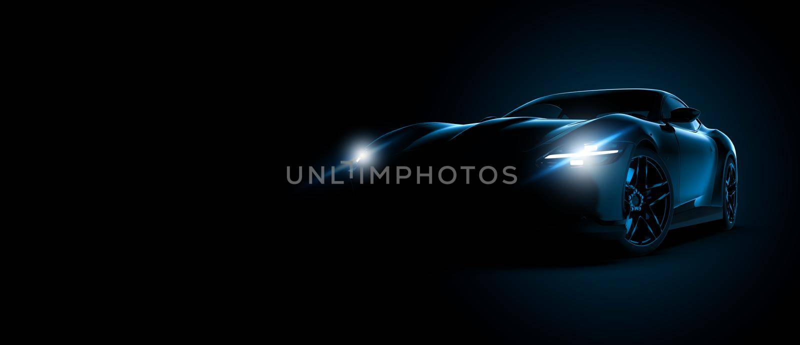 Beautiful generic unbranded sport car in the dark by cla78