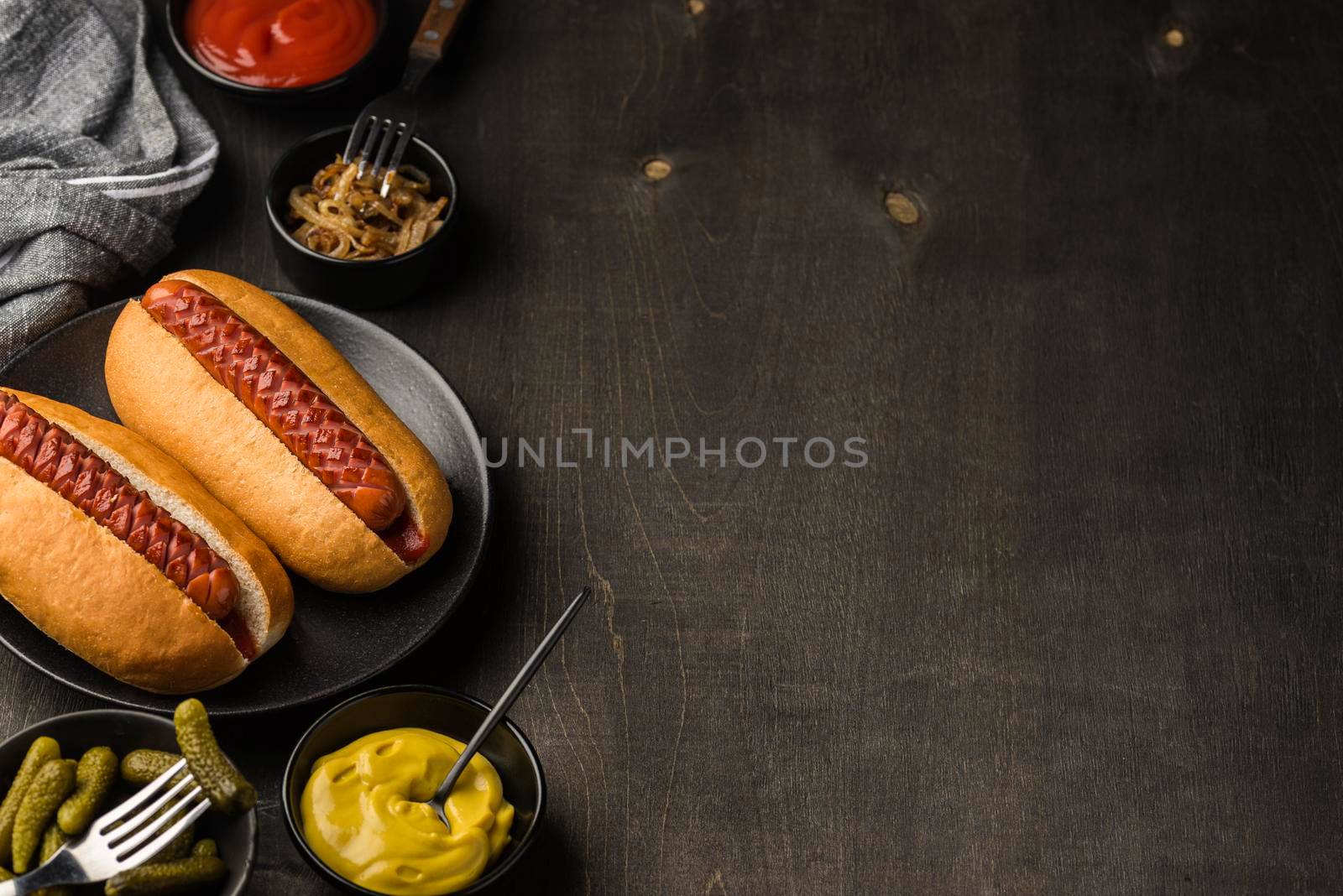 hot dogs plate with copy space by Zahard