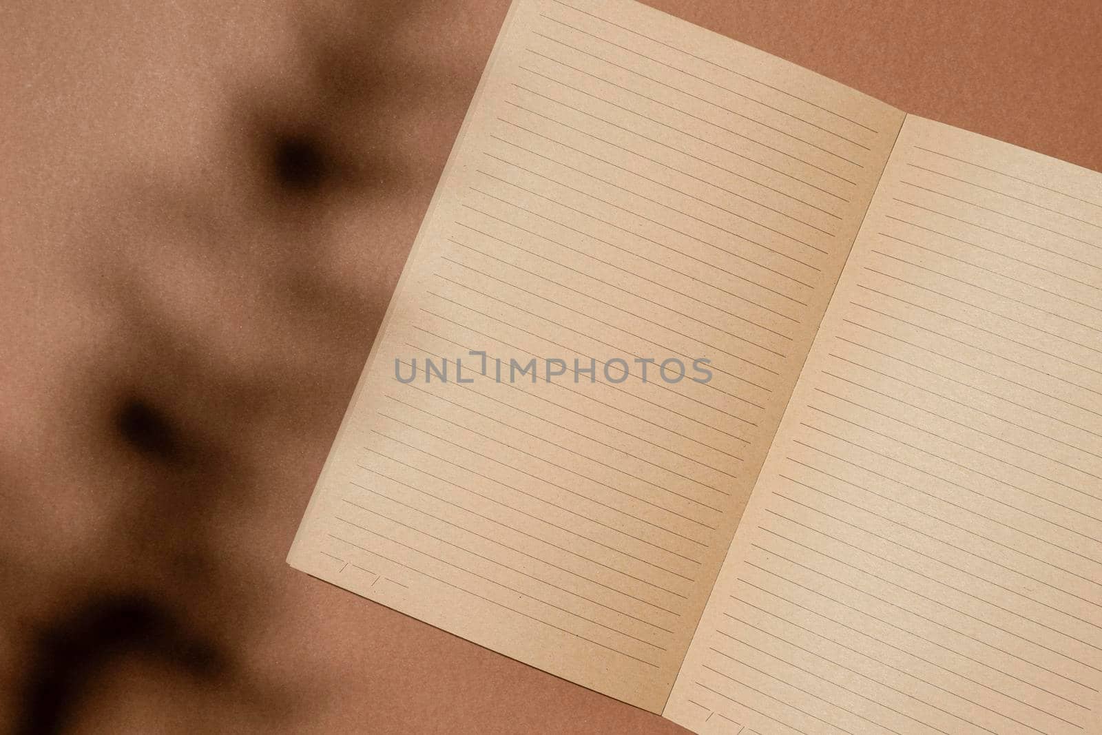 top view open brown paper notebook by Zahard