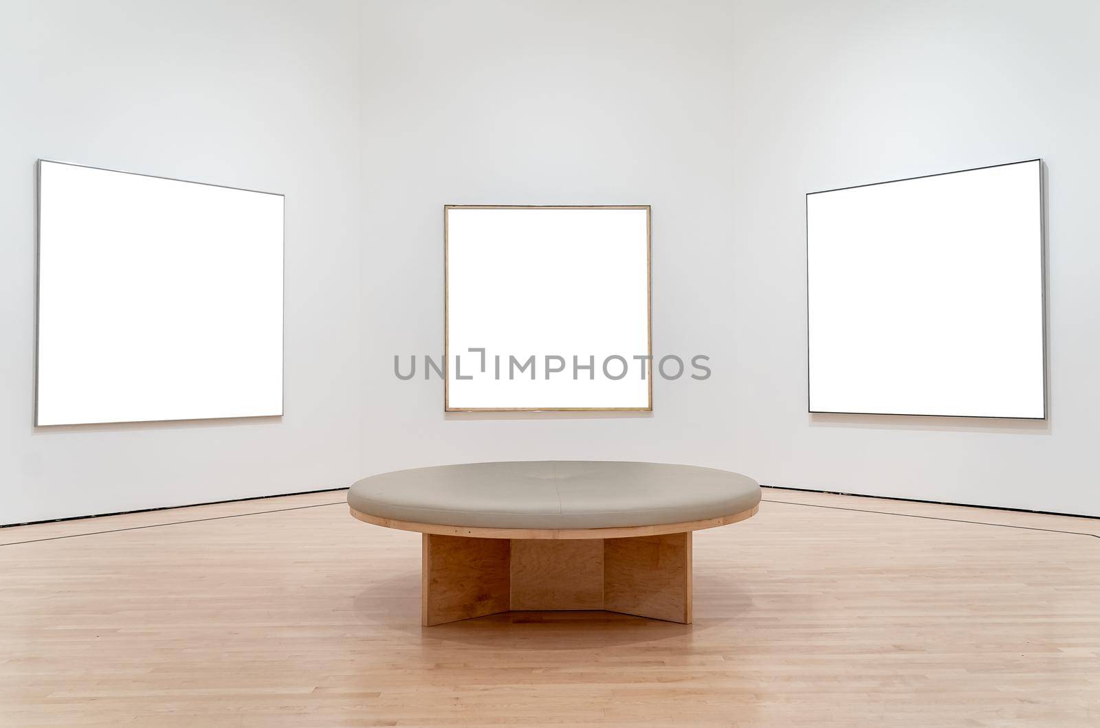 Three white mockup in a museum.
